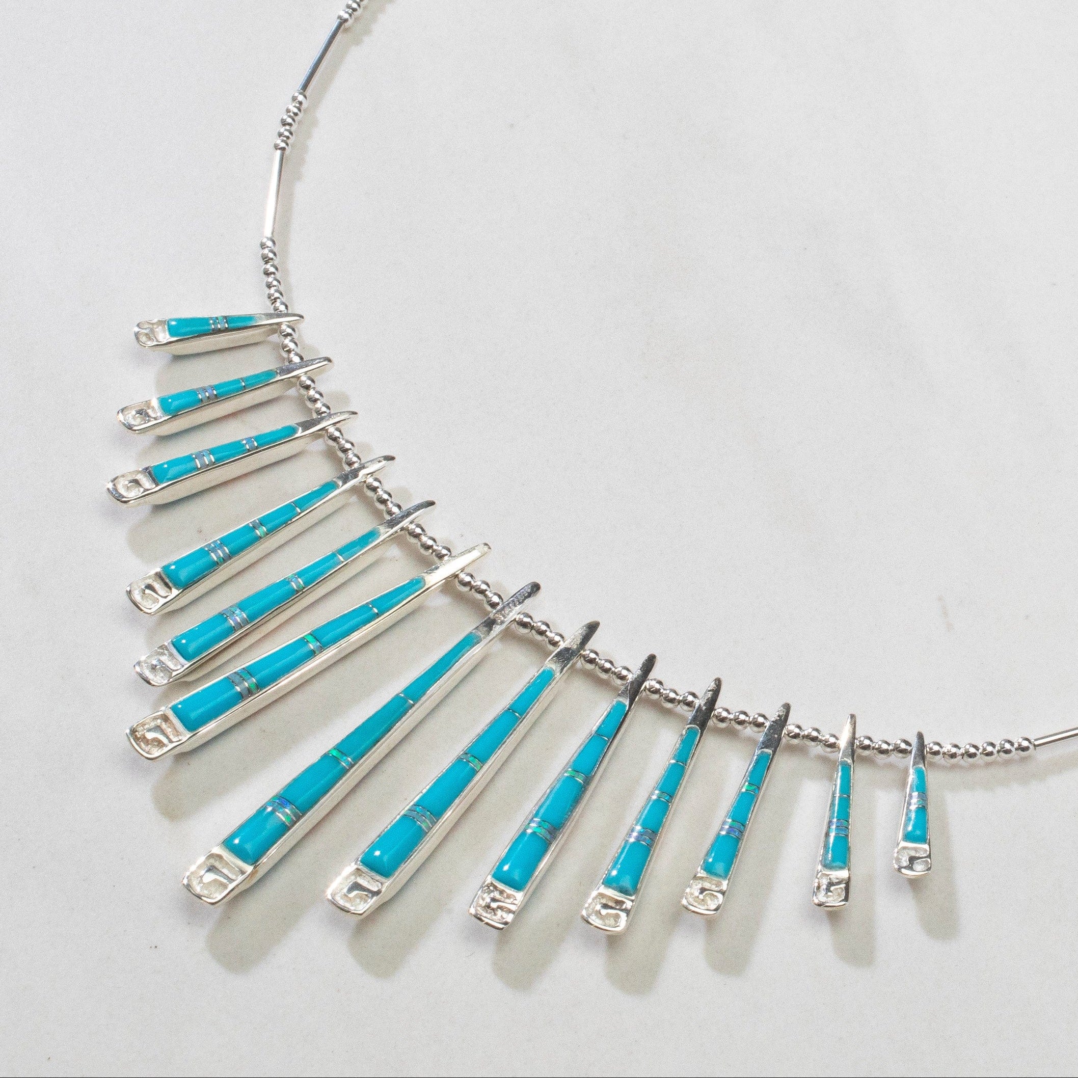 Kalifano Southwest Silver Jewelry Multi Gem & Turquoise Reversible USA Handmade 925 Sterling Silver Necklace NMN.0905.MTTQ