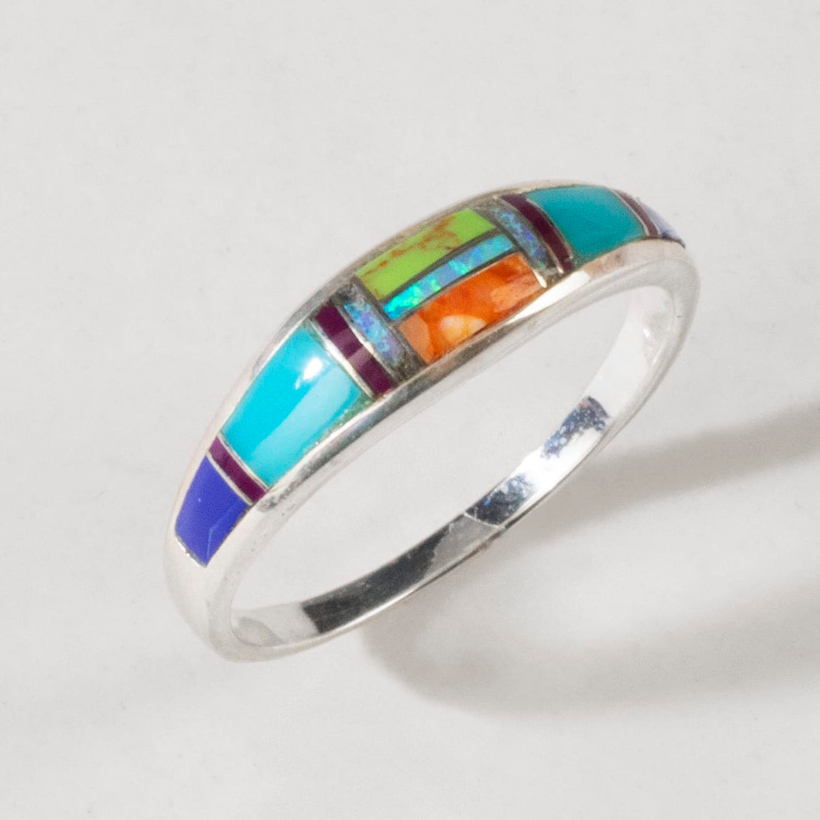 Kalifano Southwest Silver Jewelry Multi Gemstone 925 Sterling Silver Ring USA Handmade with Turquoise