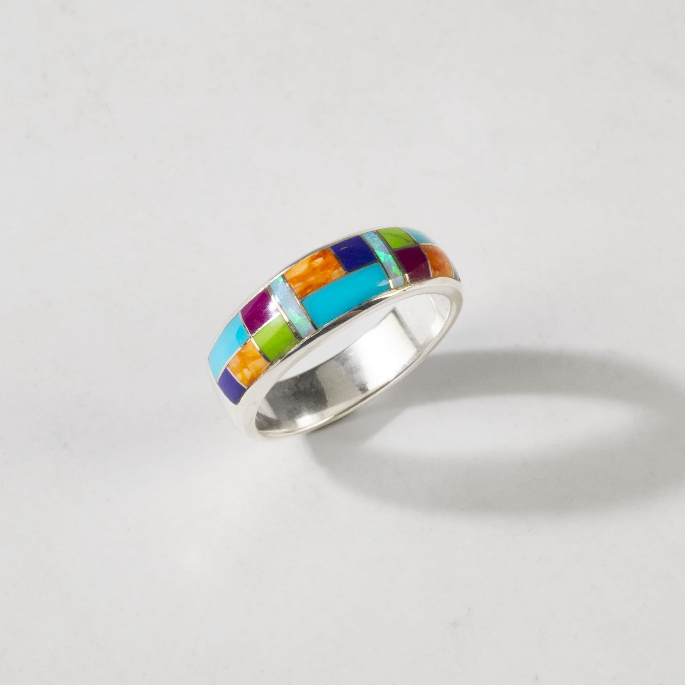 Kalifano Southwest Silver Jewelry Multi Gemstone 925 Sterling Silver Ring USA Handmade with Turquoise