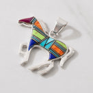 Multi Gemstone Horse Handmade with Sterling Silver Pendant and Opal Accent