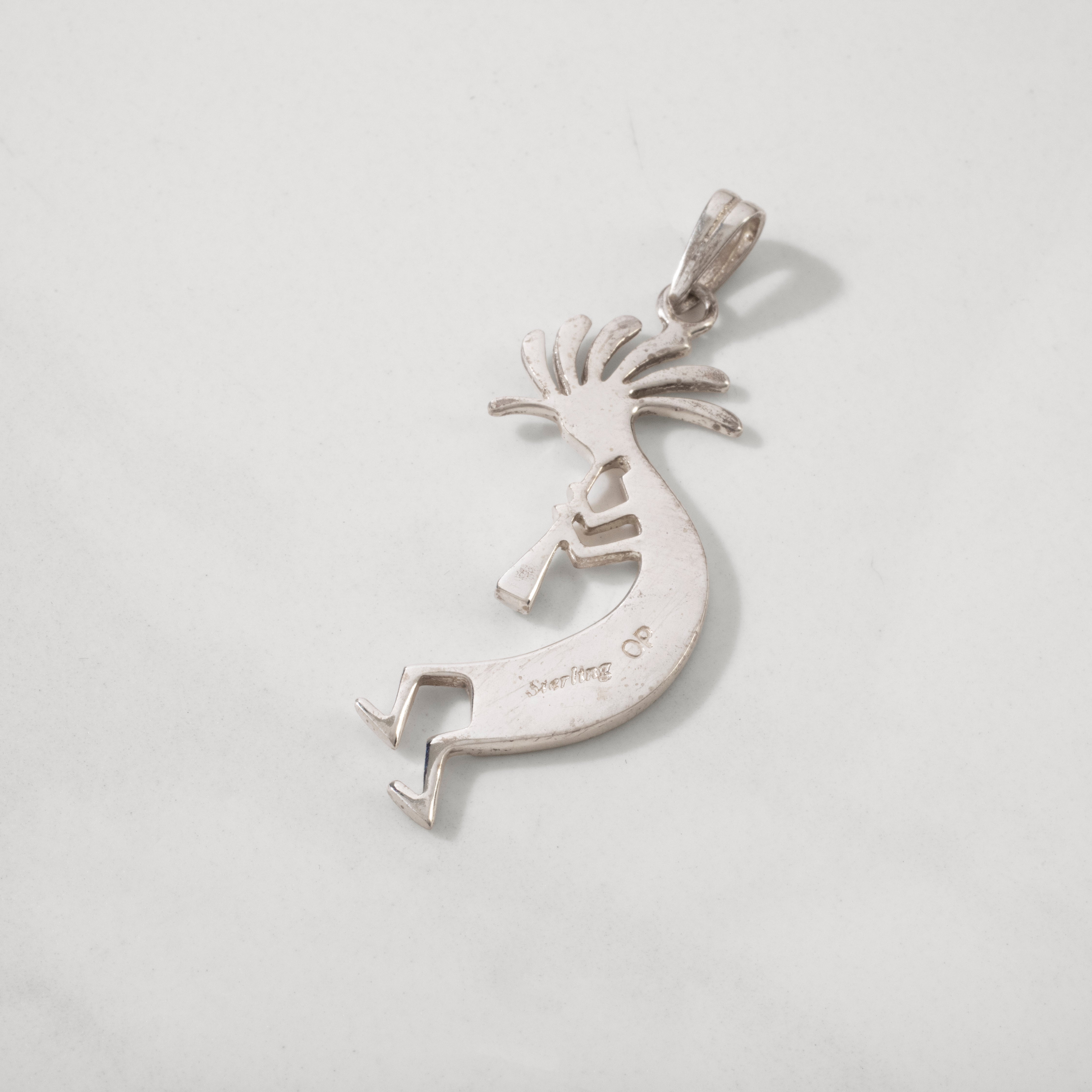 Kalifano Southwest Silver Jewelry Multi Gemstone Kokopelli 925 Sterling Silver Pendant USA Handmade with Opal Accent NMN.0441.MT