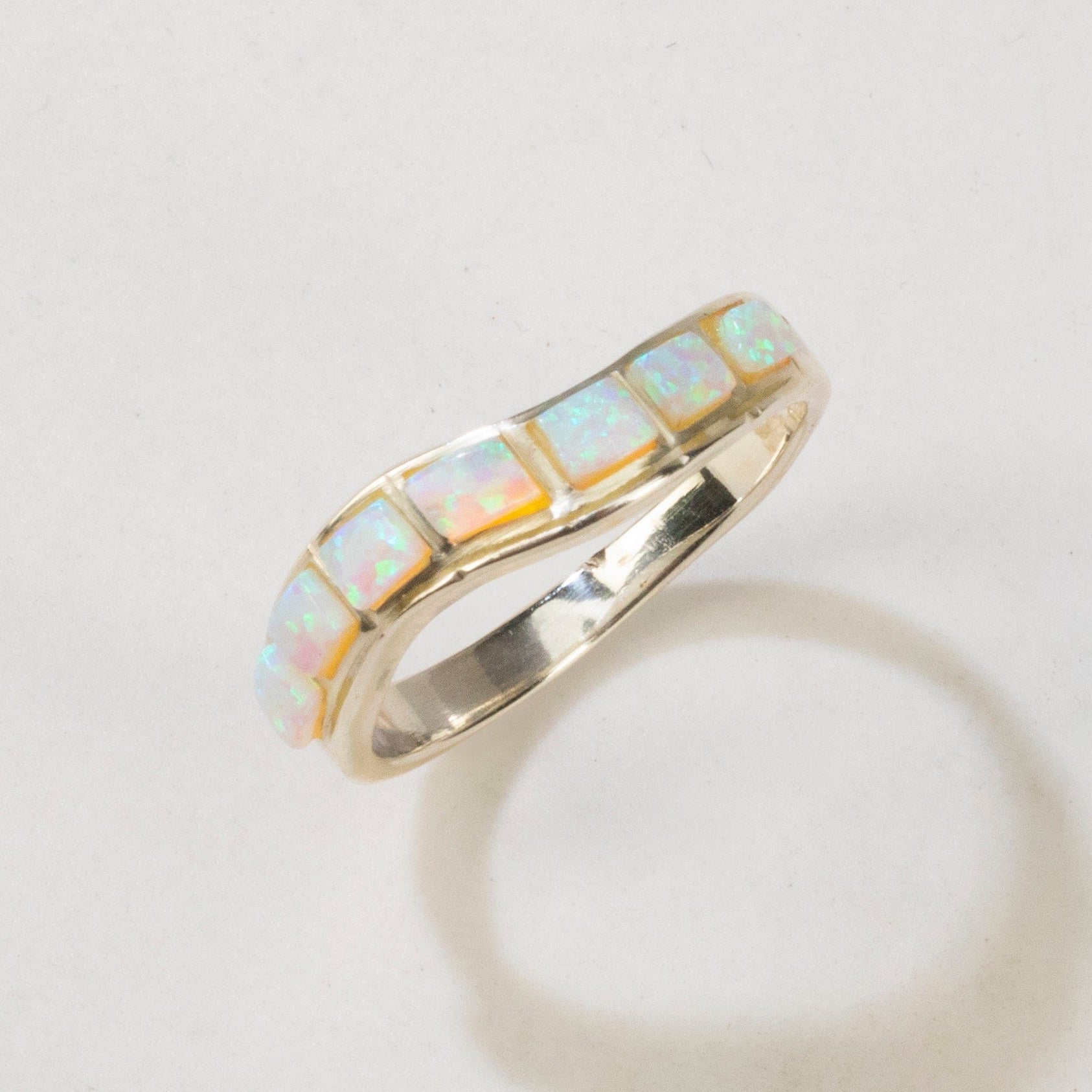 Kalifano Southwest Silver Jewelry Opal 925 Sterling Silver Ring Handmade