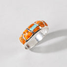 Spiny Oyster Shell 925 Sterling Silver Ring Handmade with Laboratory Opal Accent