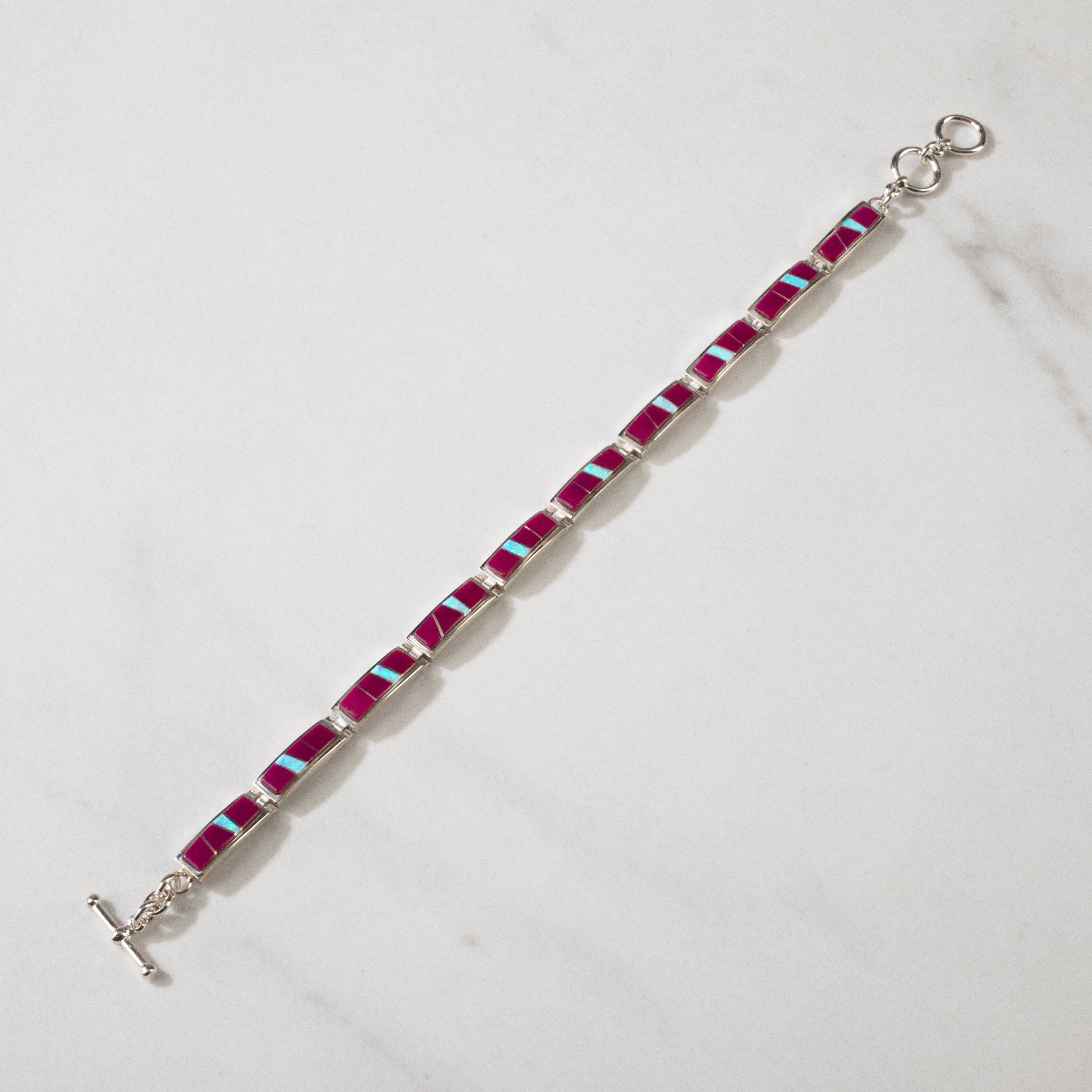 Kalifano Southwest Silver Jewelry Sugilite 925 Sterling Silver Bracelet USA Handmade with Opal Accent NMB.0560.SG