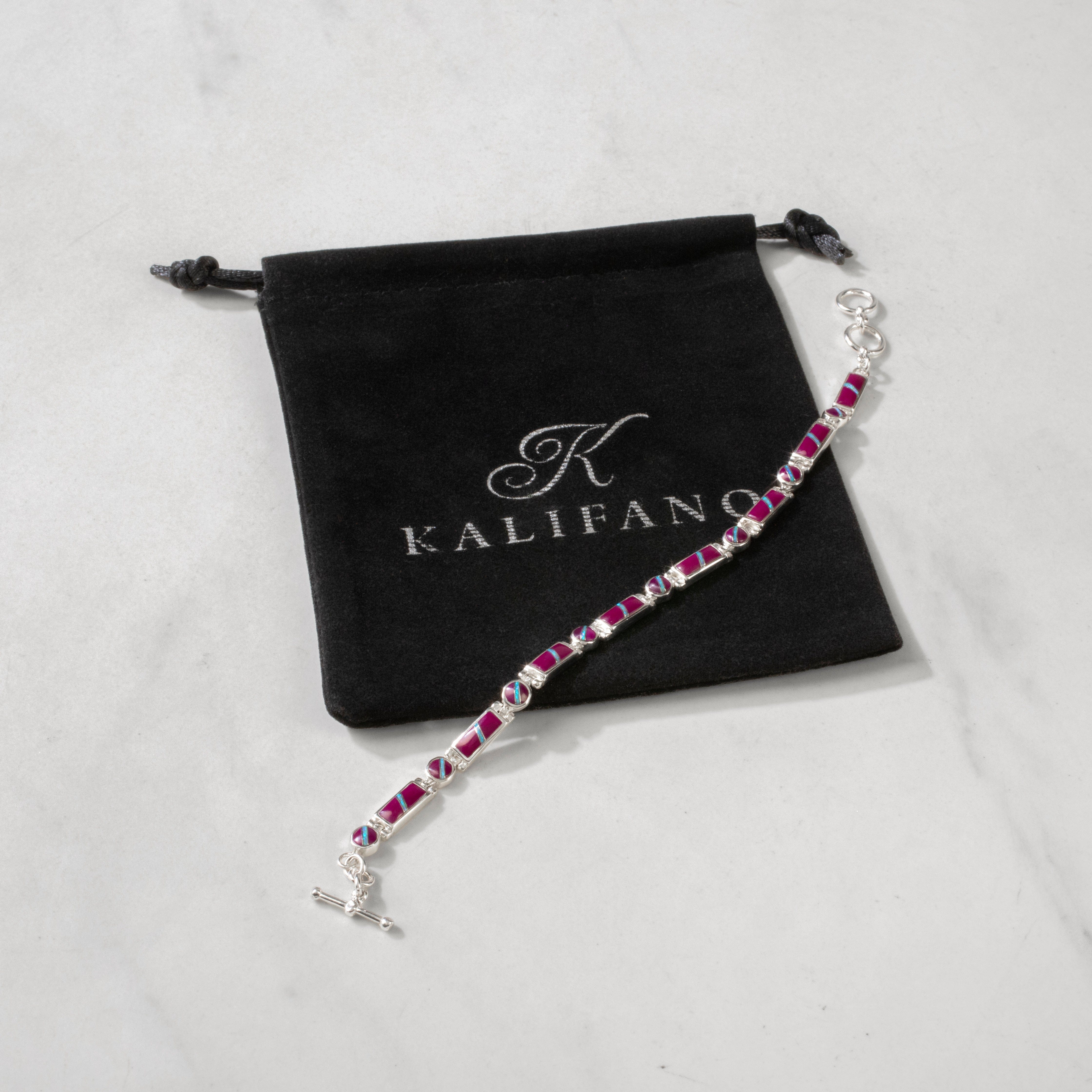 Kalifano Southwest Silver Jewelry Sugilite 925 Sterling Silver USA Handmade Bracelet NMB.0218.SG