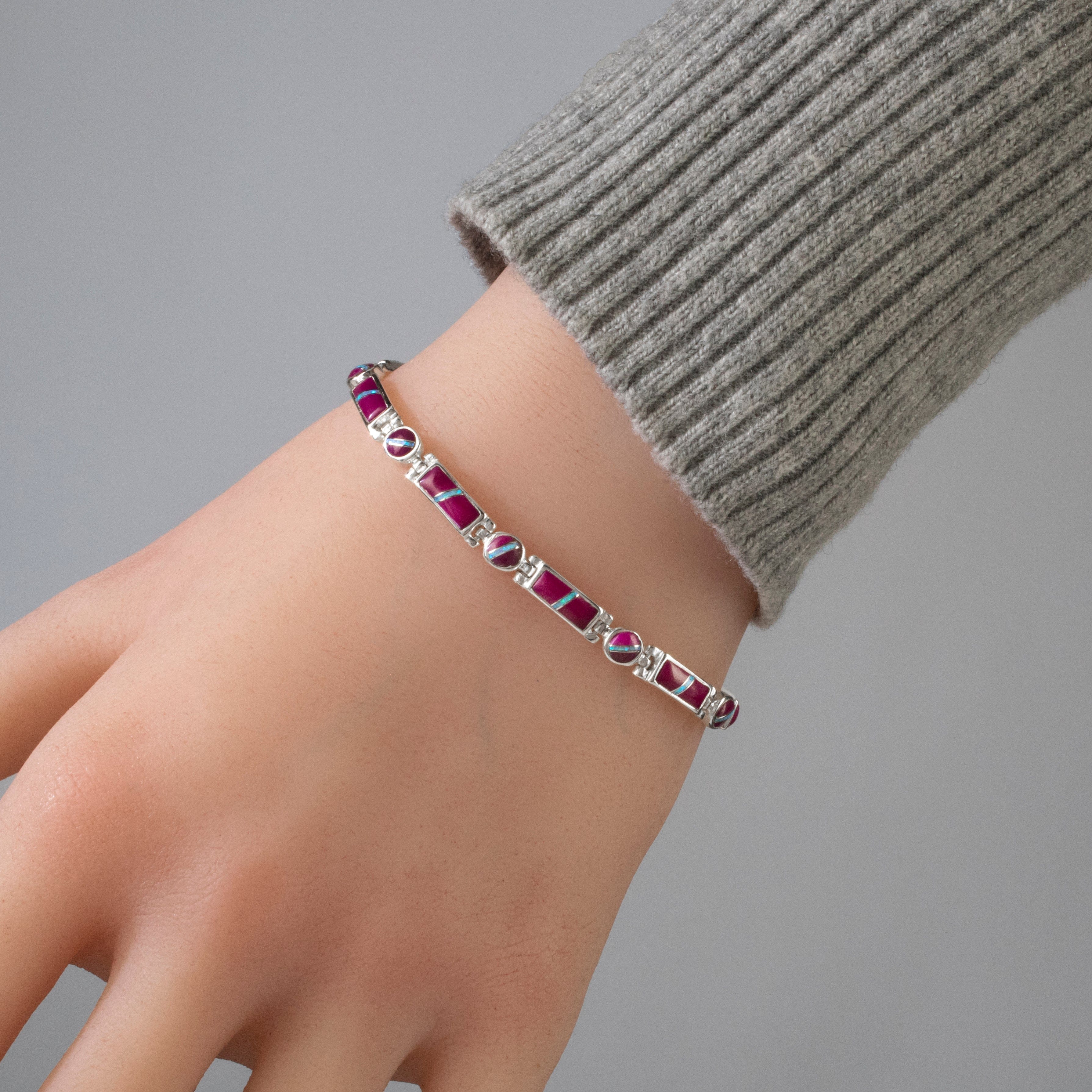 Kalifano Southwest Silver Jewelry Sugilite 925 Sterling Silver USA Handmade Bracelet NMB.0218.SG