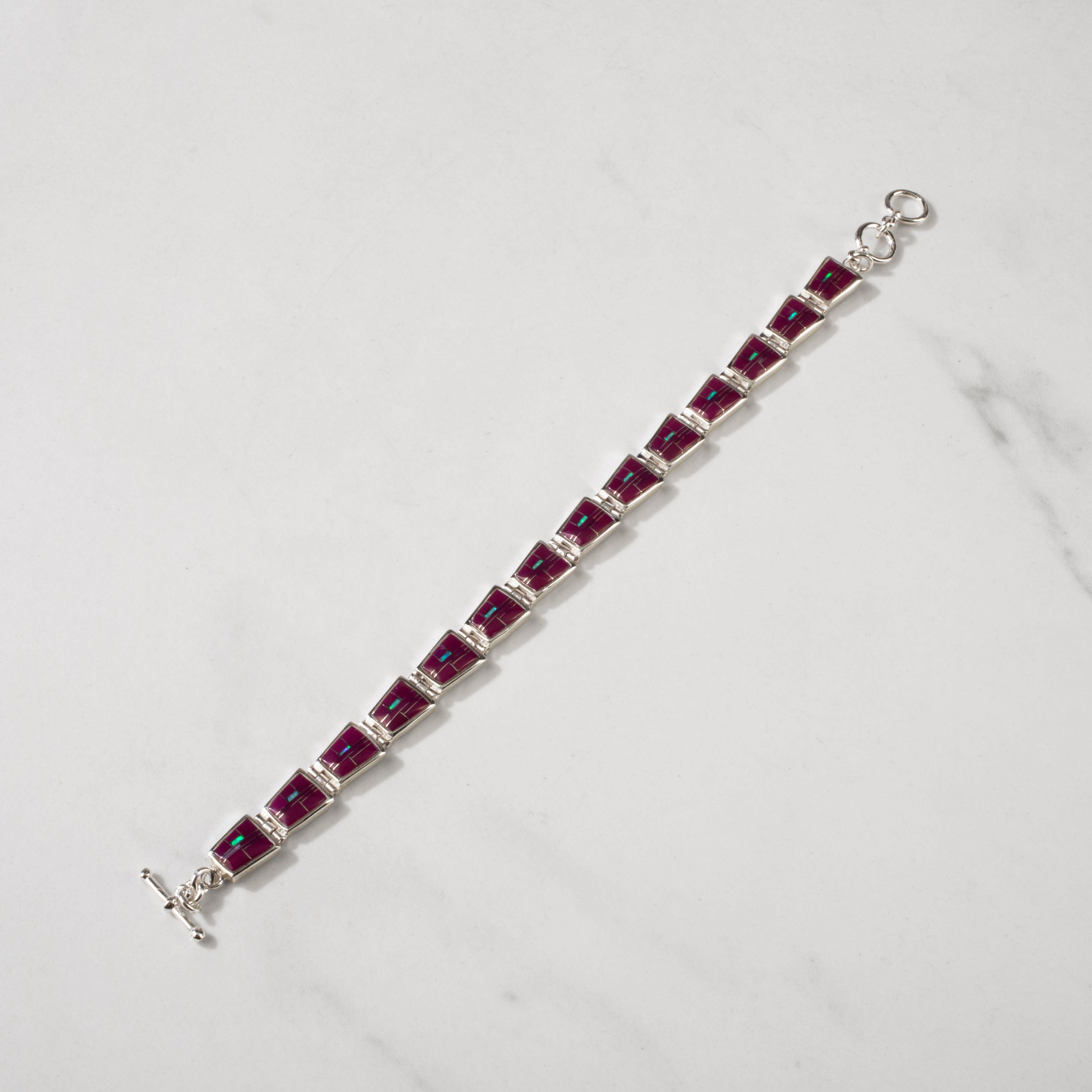 Kalifano Southwest Silver Jewelry Sugilite 925 Sterling Silver USA Handmade Bracelet with Opal Accent NMB.0240.SG