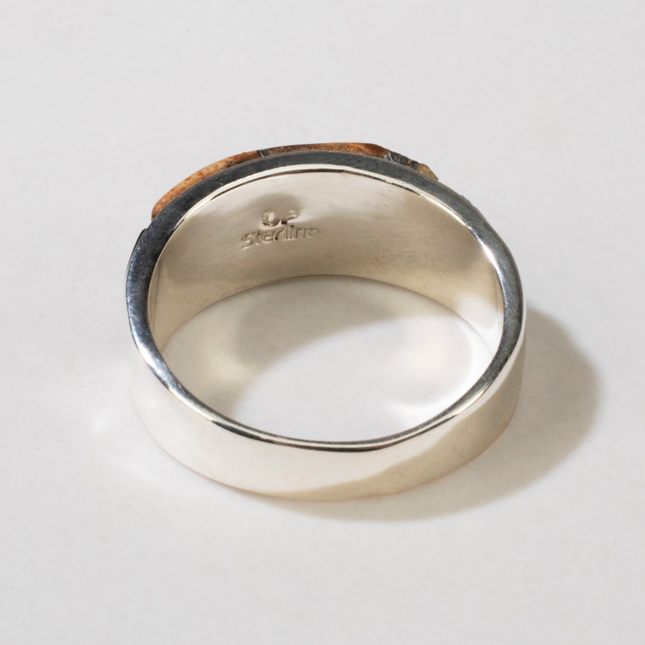 Kalifano Southwest Silver Jewelry Tiger Eye 925 Sterling Silver Ring USA Handmade with Laboratory Opal Accent