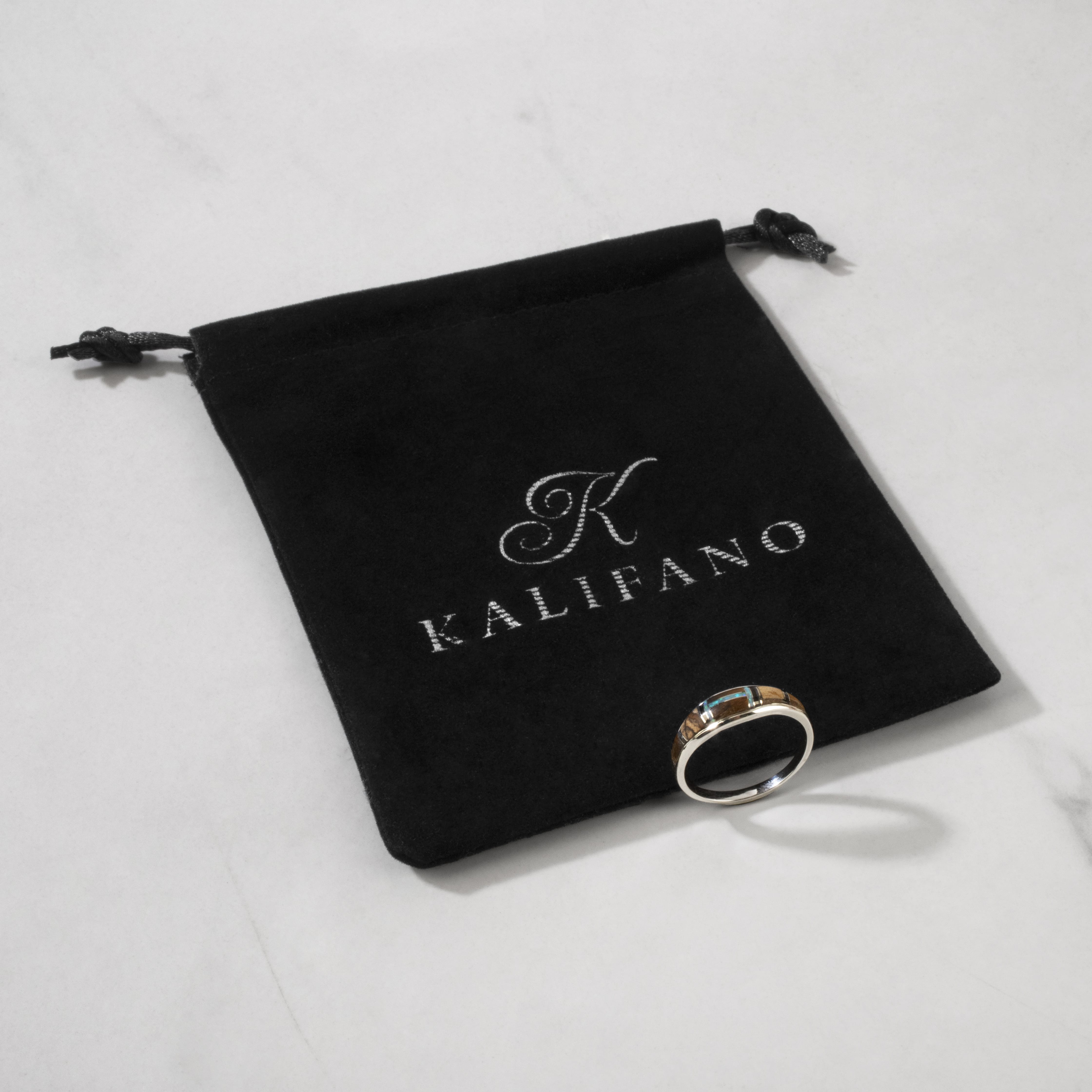 Kalifano Southwest Silver Jewelry Tiger Eye 925 Sterling Silver Ring USA Handmade with Labratory Opal Accent