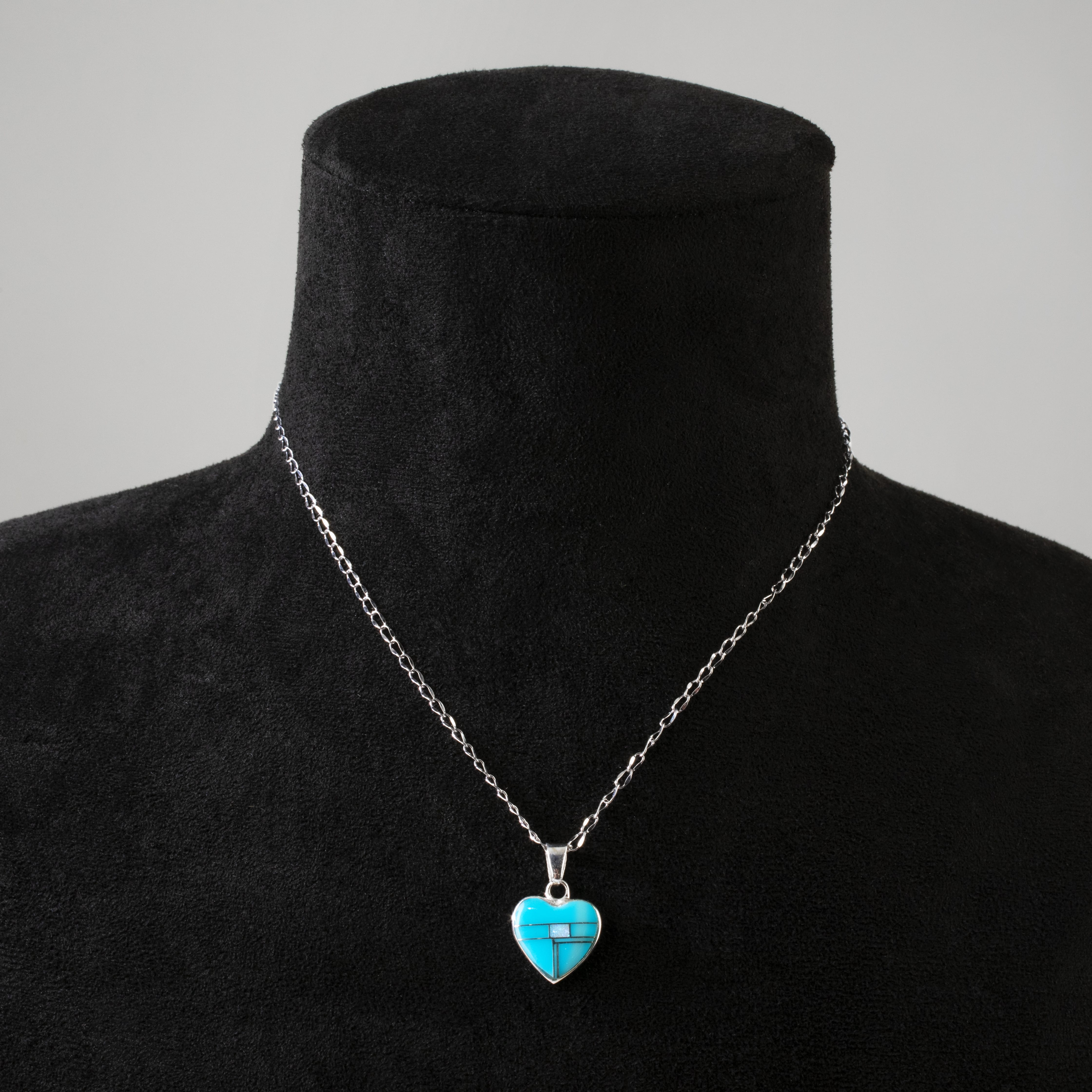 Kalifano Southwest Silver Jewelry Turquiose Heart 925 Sterling Silver Pendant USA Handmade with Aqua Opal Accent NMN.2240.TQ