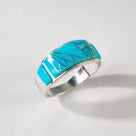 Turquoise 925 Sterling Silver Ring USA Handmade with Labratory Opal Accent