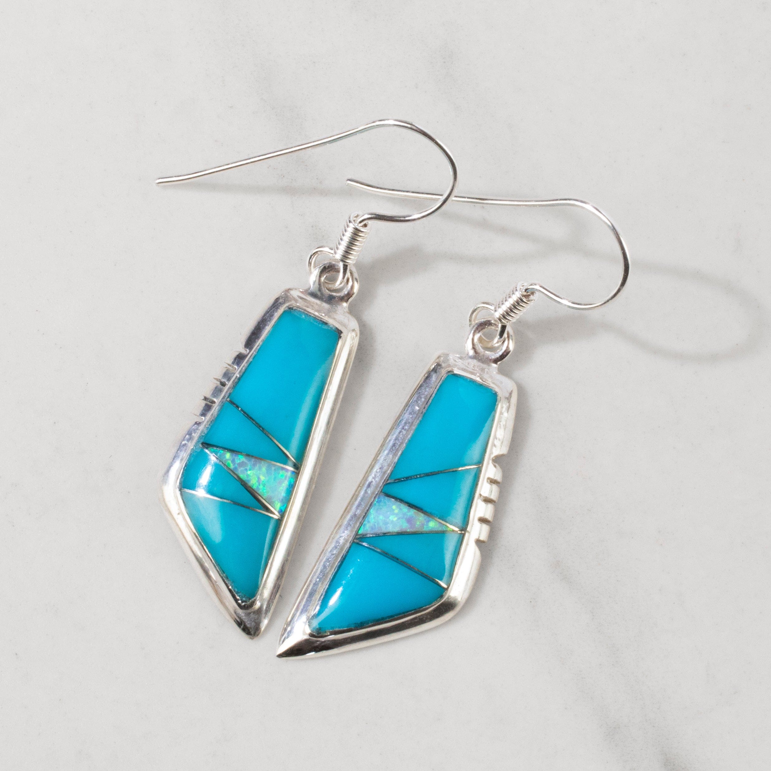 Kalifano Southwest Silver Jewelry Turquoise 925 Sterling Silver USA Handmade Earring with French Hook NME.1000.TQ