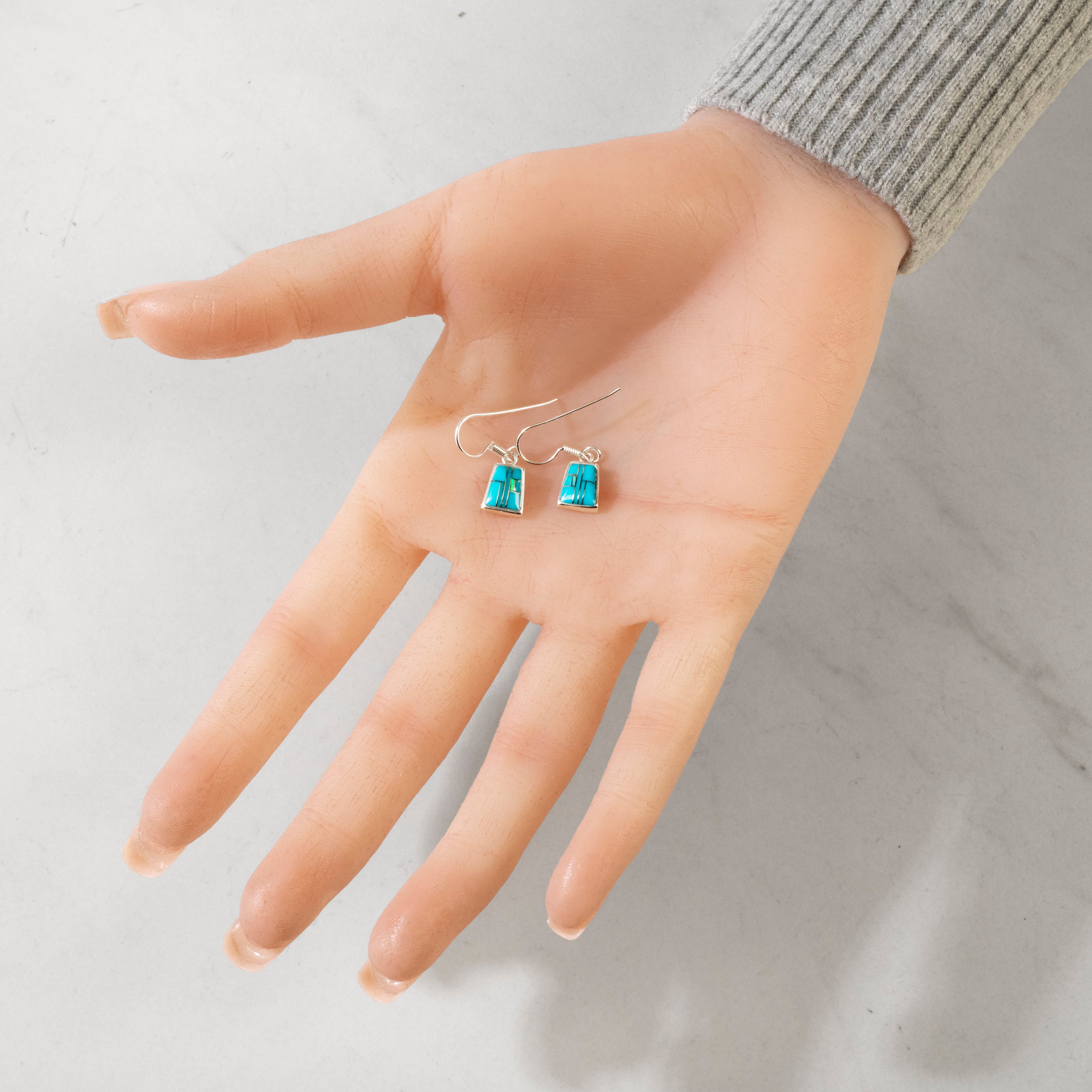 Kalifano Southwest Silver Jewelry Turquoise 925 Sterling Silver USA Handmade Earrings with French Hook NME.0240S.TQ
