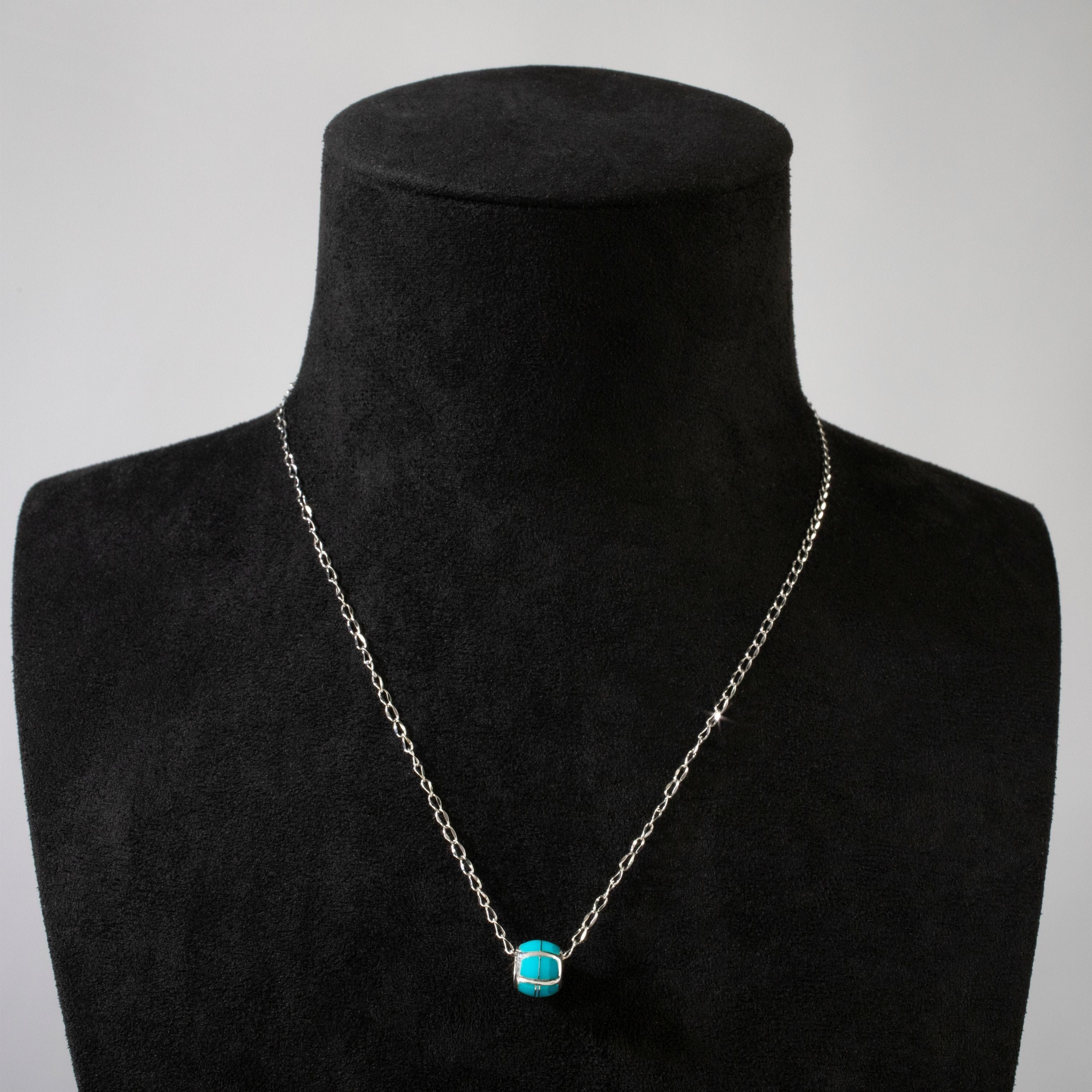 Kalifano Southwest Silver Jewelry Turquoise Bead 925 Sterling Silver USA Handmade Pendant with Opal Accent NMN.0575.TQ