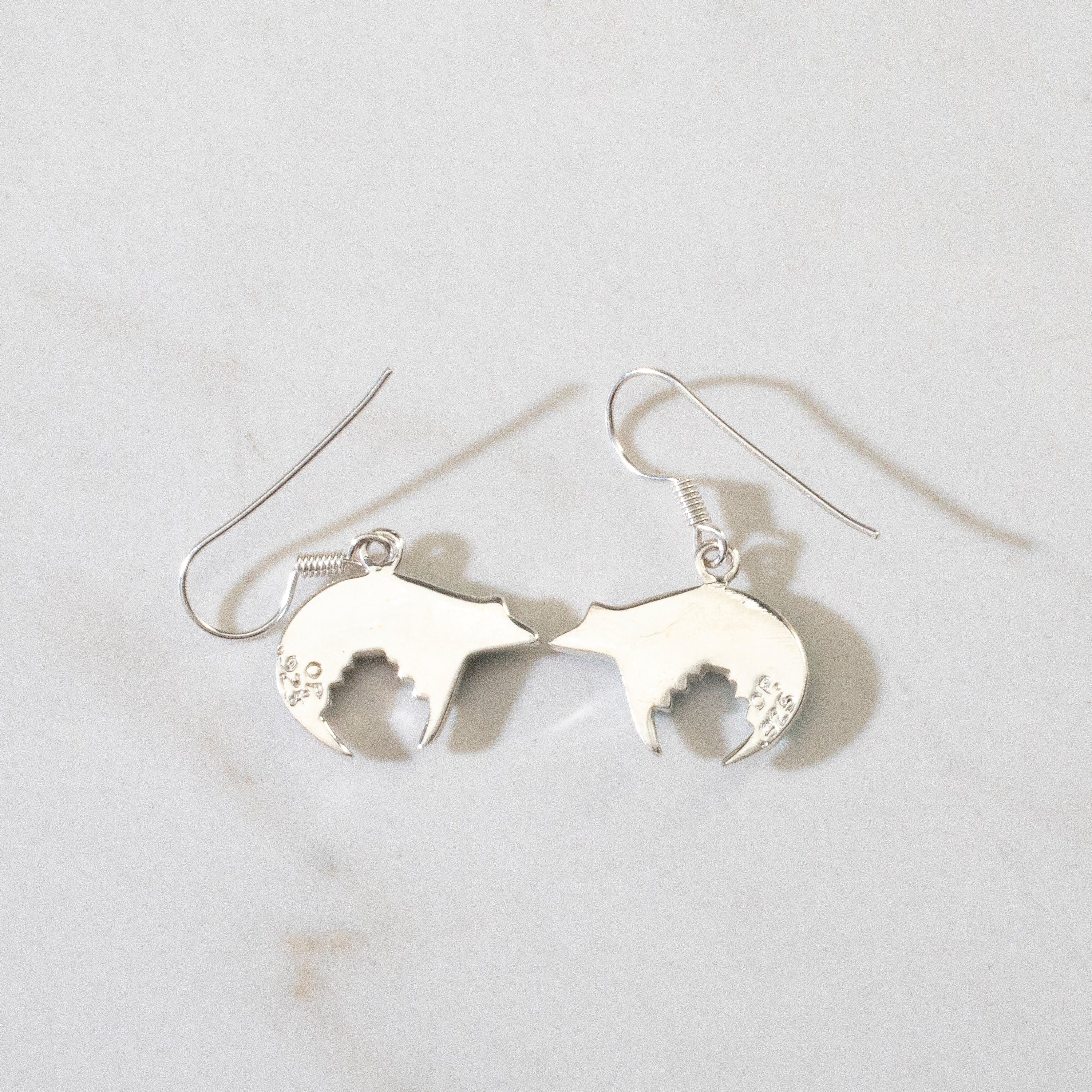 Kalifano Southwest Silver Jewelry Turquoise Bear USA Handmade 925 Sterling Silver Earrings with Opal Accent & French Hook Backing NME.0755.TQ