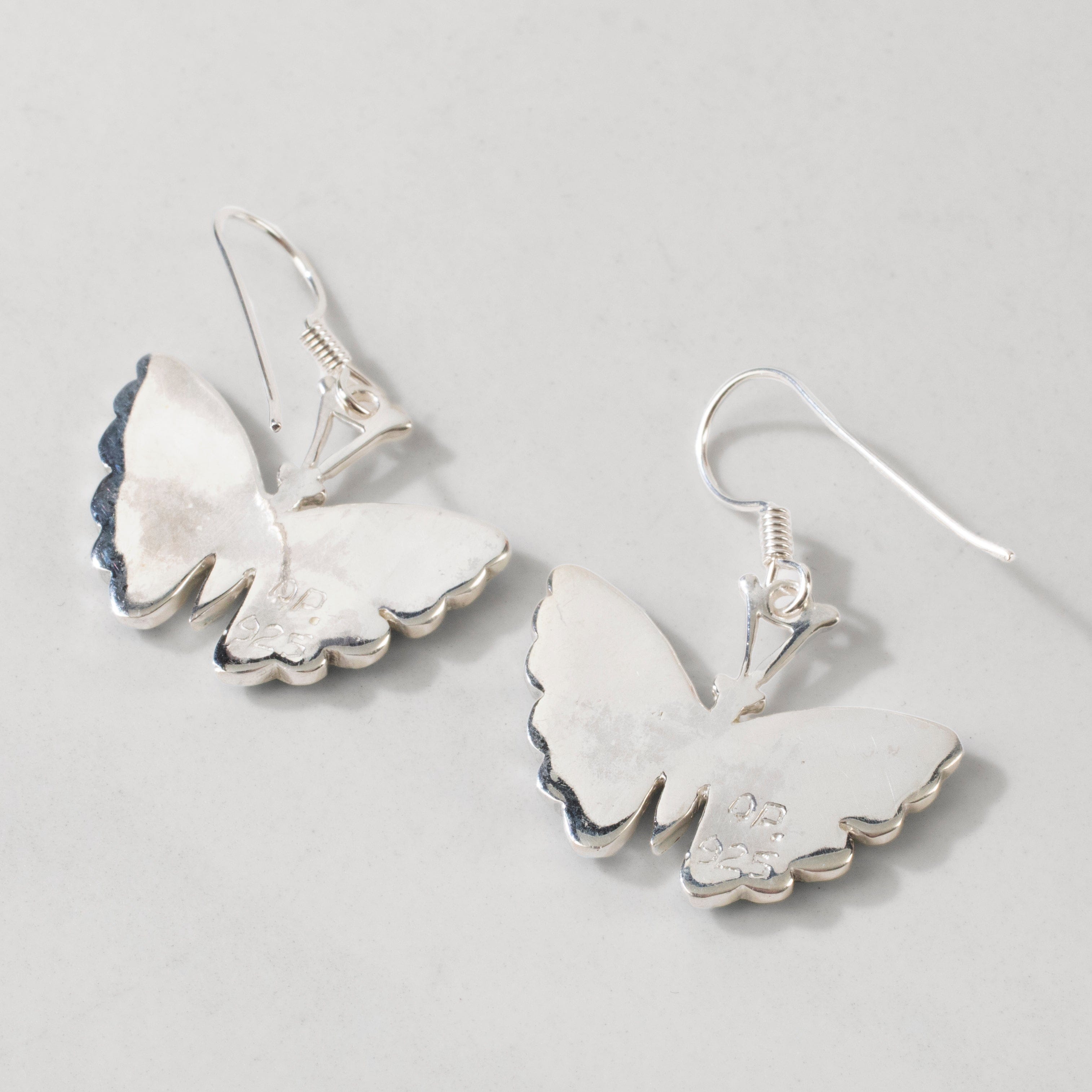 Kalifano Southwest Silver Jewelry Turquoise Butterfly 925 Sterling Silver USA Handmade Earrings with French Hook NME.2336.TQ