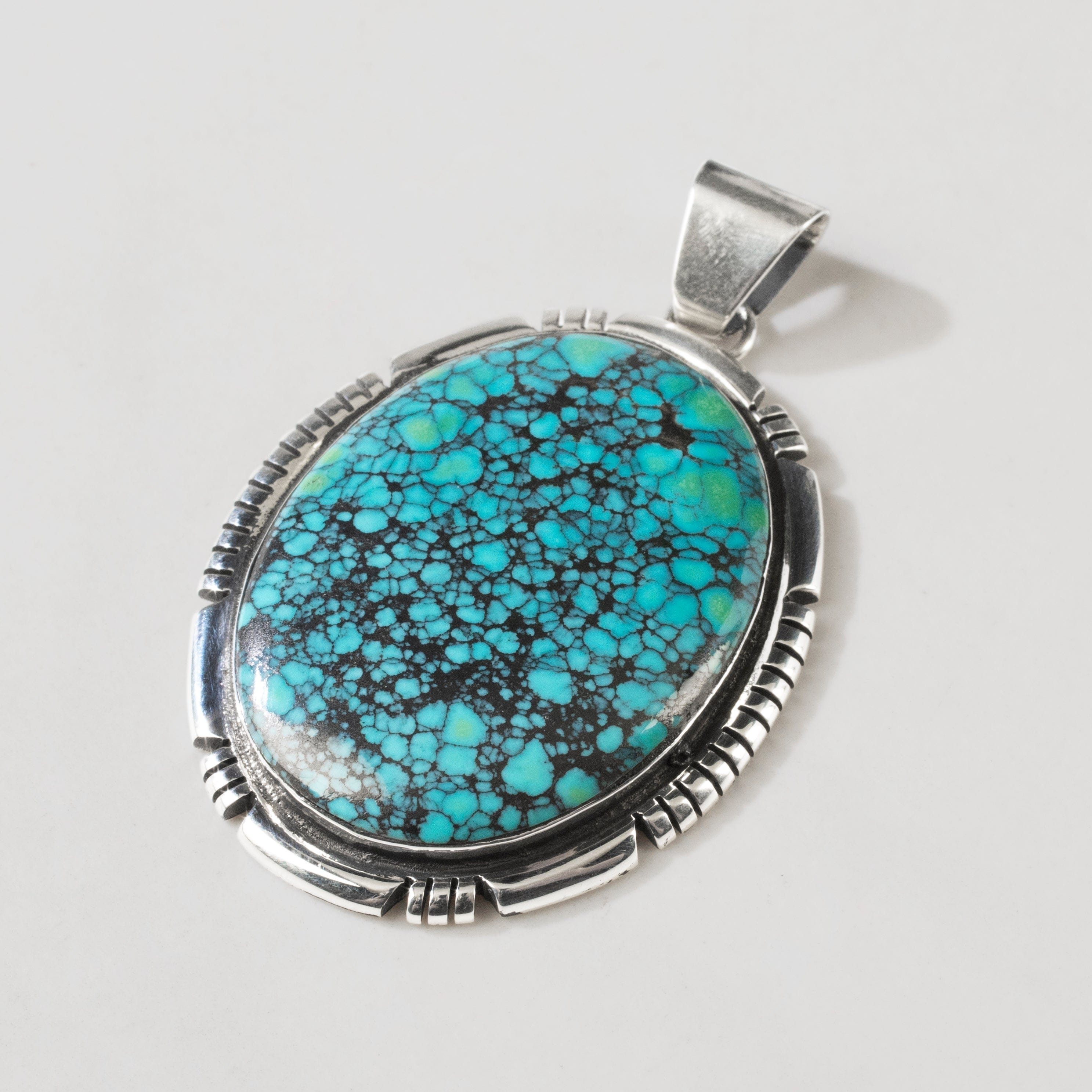 Kalifano Southwest Silver Jewelry Turquoise Cabachon Handmade 925 Sterling Silver Pendant NMN.0236.TQ