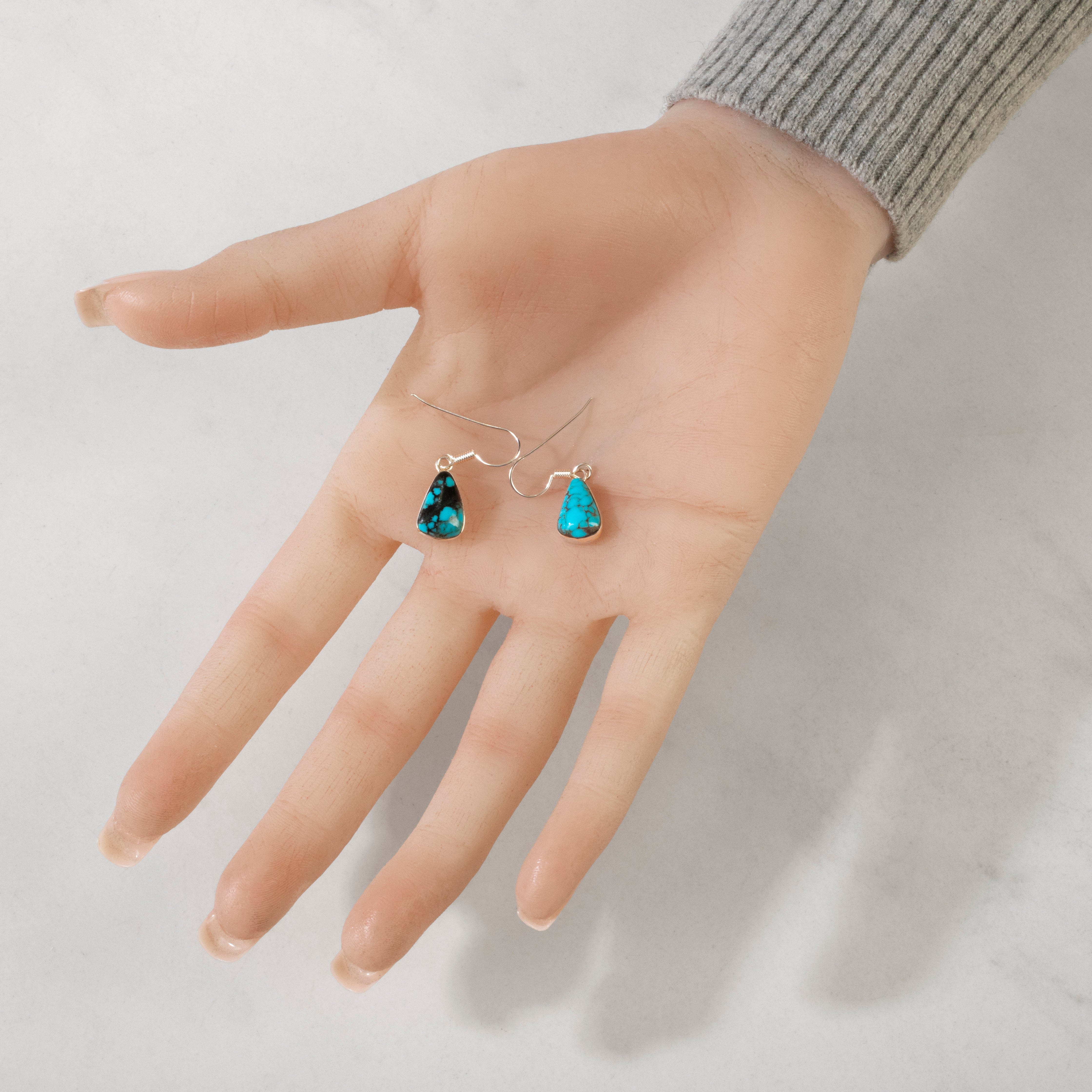 Kalifano Southwest Silver Jewelry Turquoise Dangle 925 Sterling Silver USA Handmade Earrings with French Hook Backing NME.0018.TQ