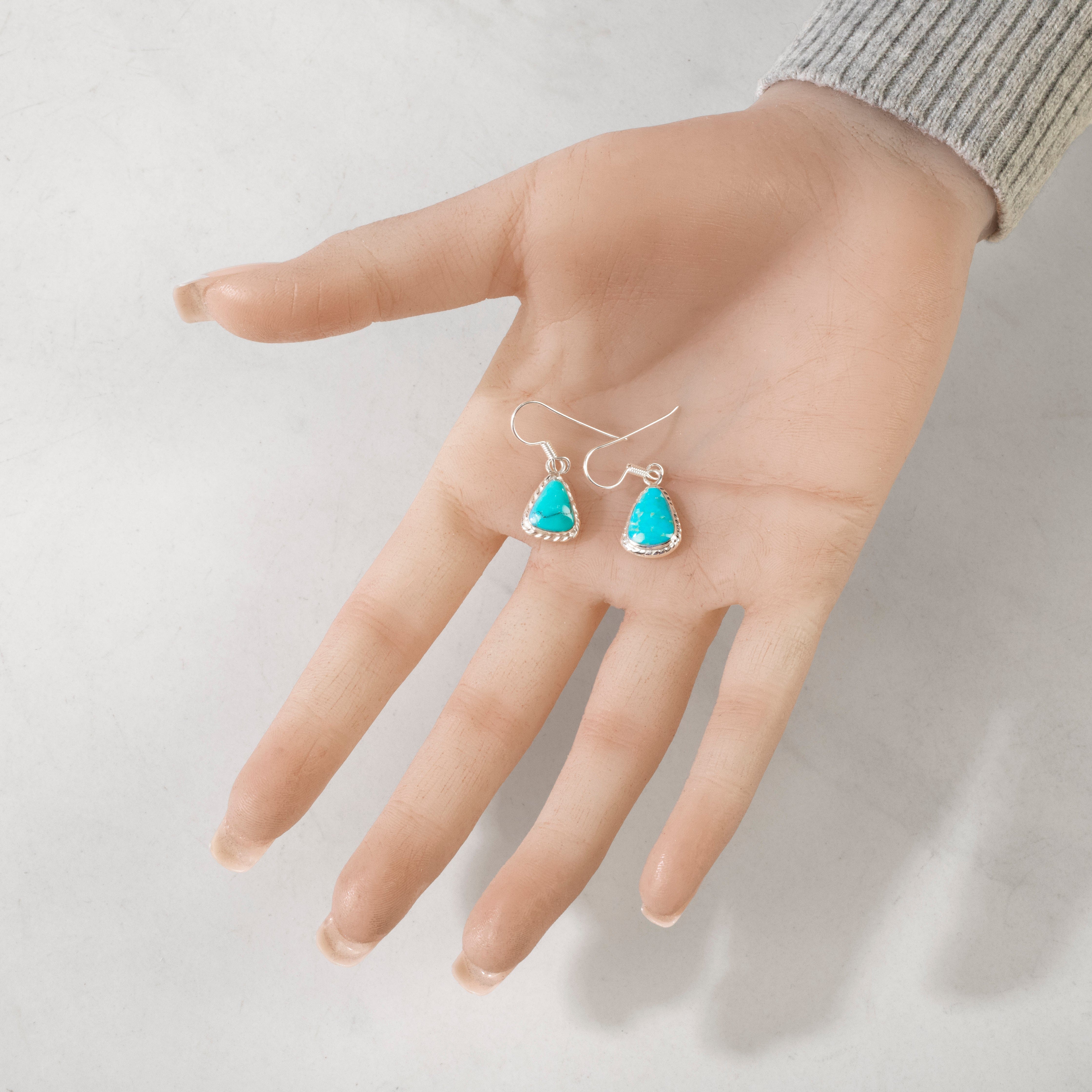 Kalifano Southwest Silver Jewelry Turquoise Dangle 925 Sterling Silver USA Handmade Earrings with French Hook Backing NME.0028.TQ