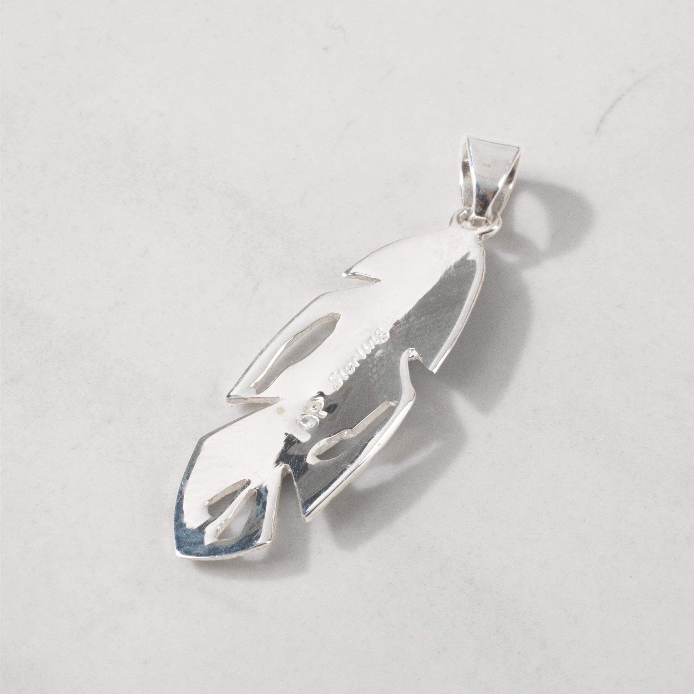 Kalifano Southwest Silver Jewelry Turquoise Feather 925 Sterling Silver USA Handmade Pendant with Opal Accent NMN.2113.TQ