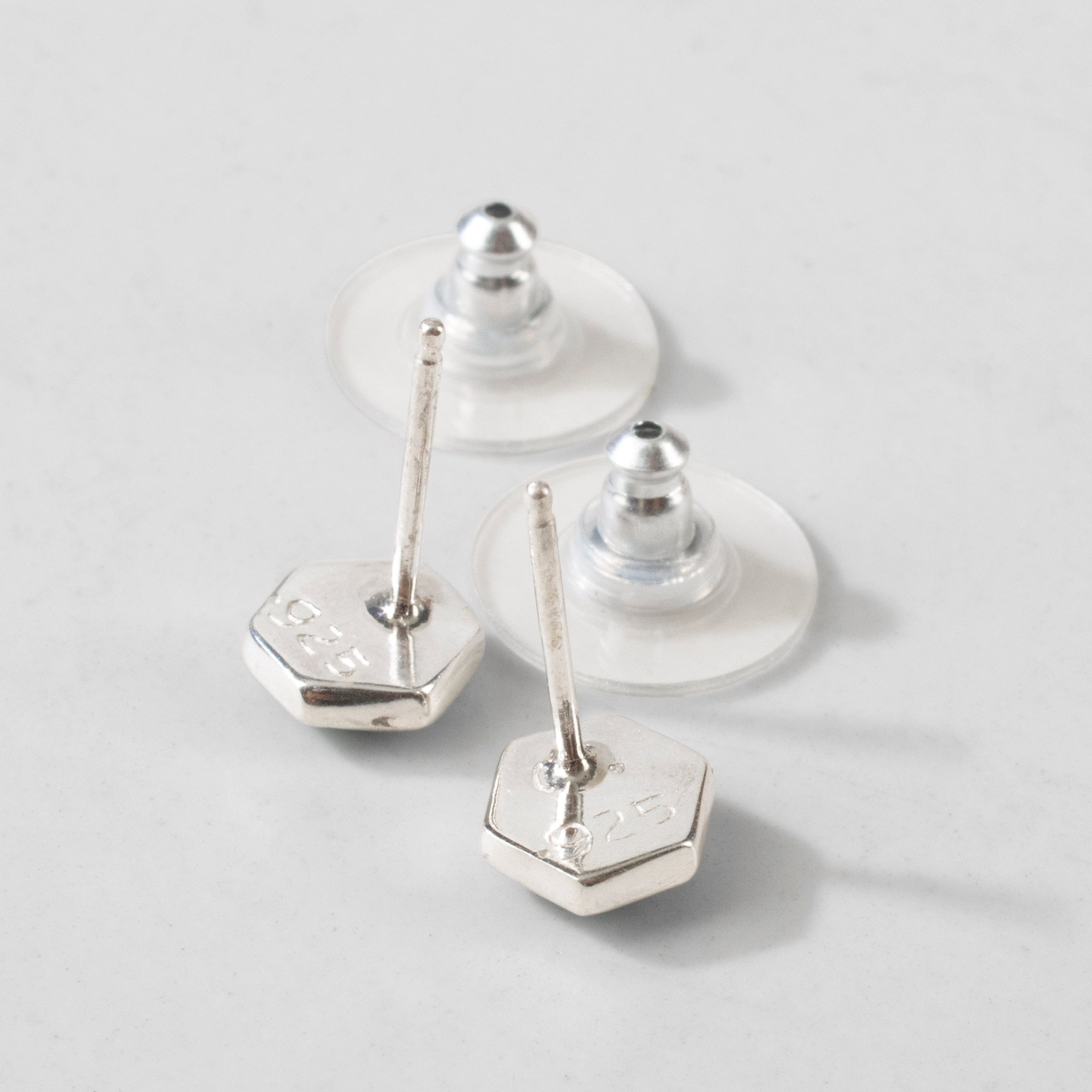Kalifano Southwest Silver Jewelry Turquoise Hexagon 925 Sterling Silver USA Handmade Earrings with Stud Backing NME.2265.TQ