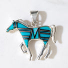 Turquoise Horse USA Handmade 925 Sterling Silver Pendant with Opal Accent