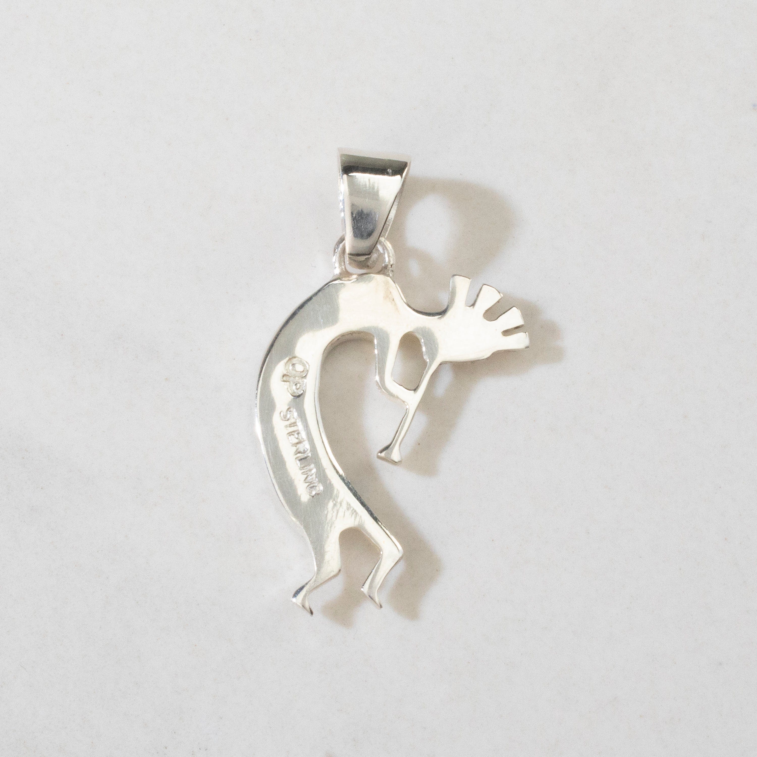 Kalifano Southwest Silver Jewelry Turquoise Kokopelli USA Handmade 925 Sterling Silver Pendant with Opal Accent NMN.0607.TQ