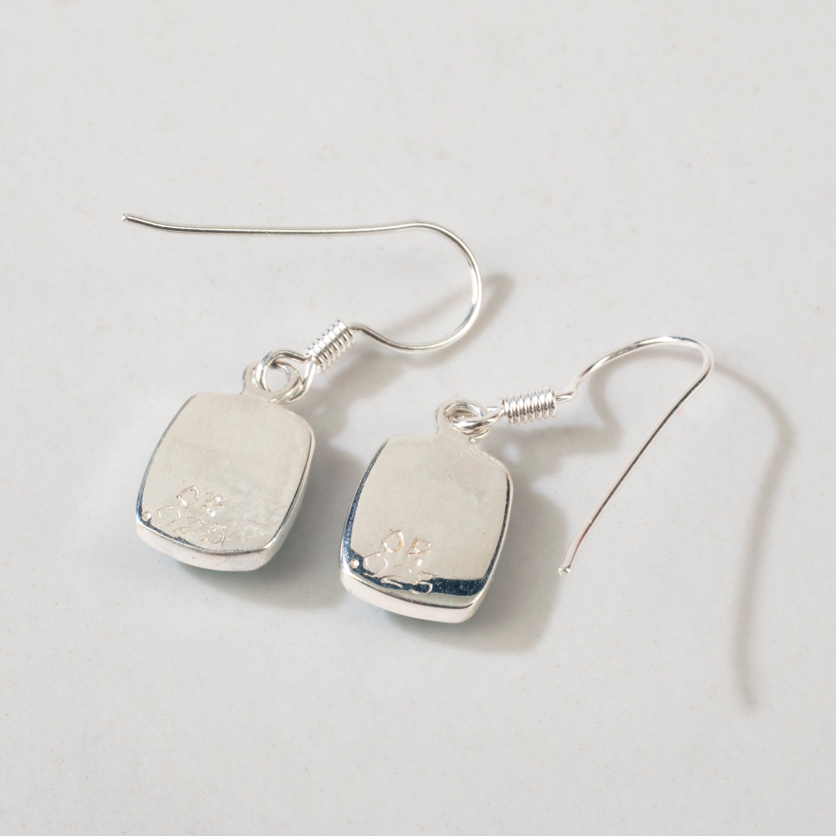 Kalifano Southwest Silver Jewelry Turquoise Rectangle 925 Sterling Silver Earring USA Handmade with French Hook NME.2074.TQ