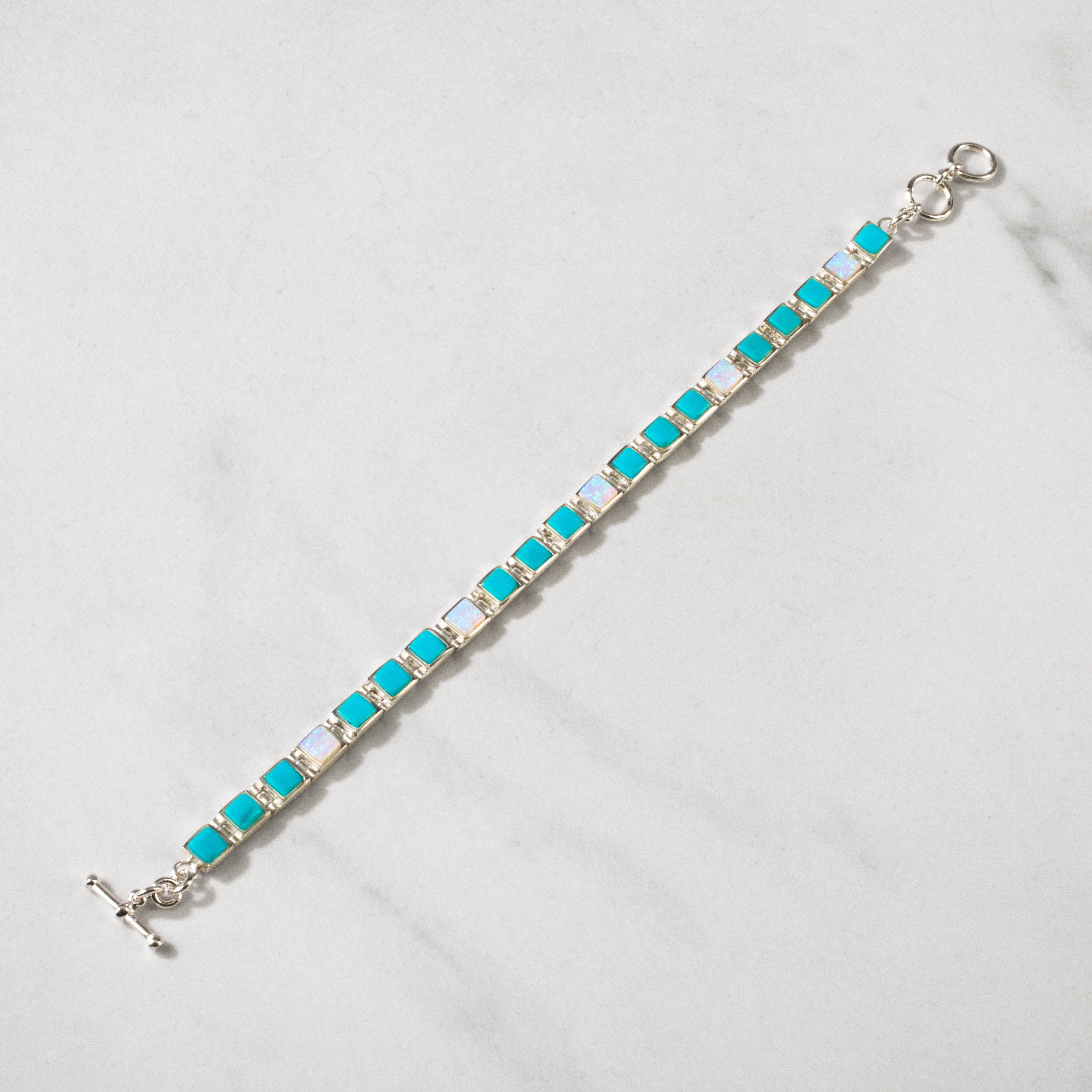 Kalifano Southwest Silver Jewelry Turquoise Square 925 Sterling Silver Bracelet NMB.0213.TQ