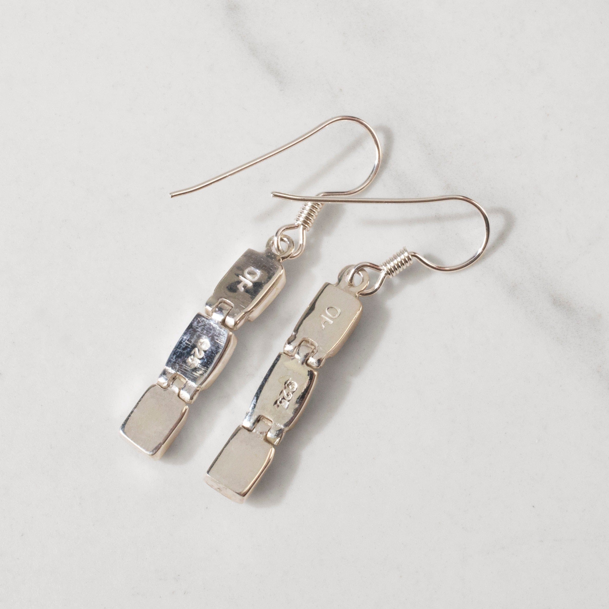 Kalifano Southwest Silver Jewelry White Buffalo Dangling 925 Sterling Silver USA Handmade Earring with French Hook NME.0207.WB