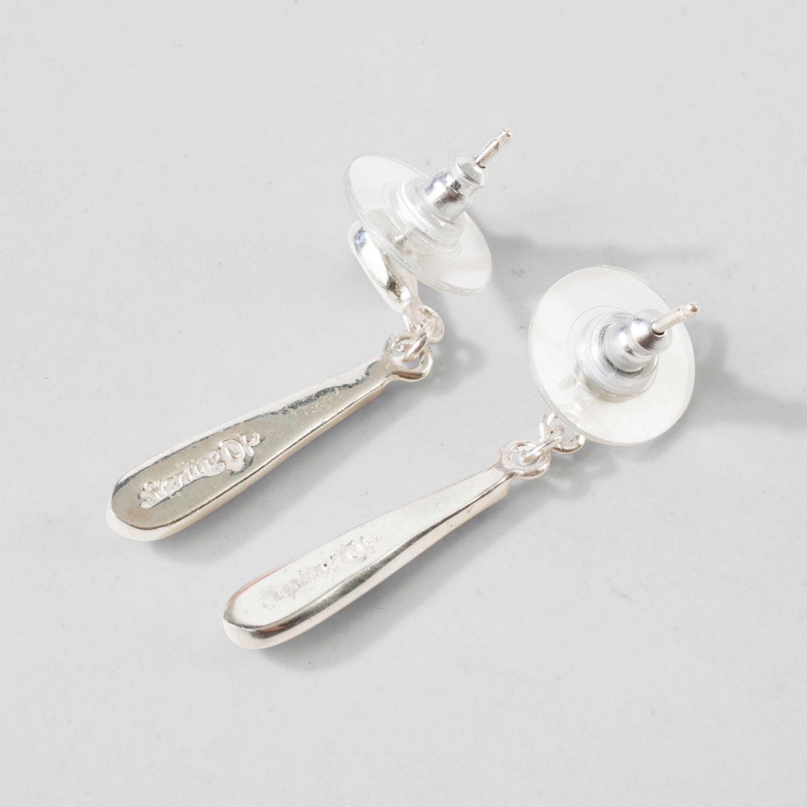 Kalifano Southwest Silver Jewelry White Buffalo Drop 925 Sterling Silver USA Handmade Earring with Stud Backing NME.0618.WB