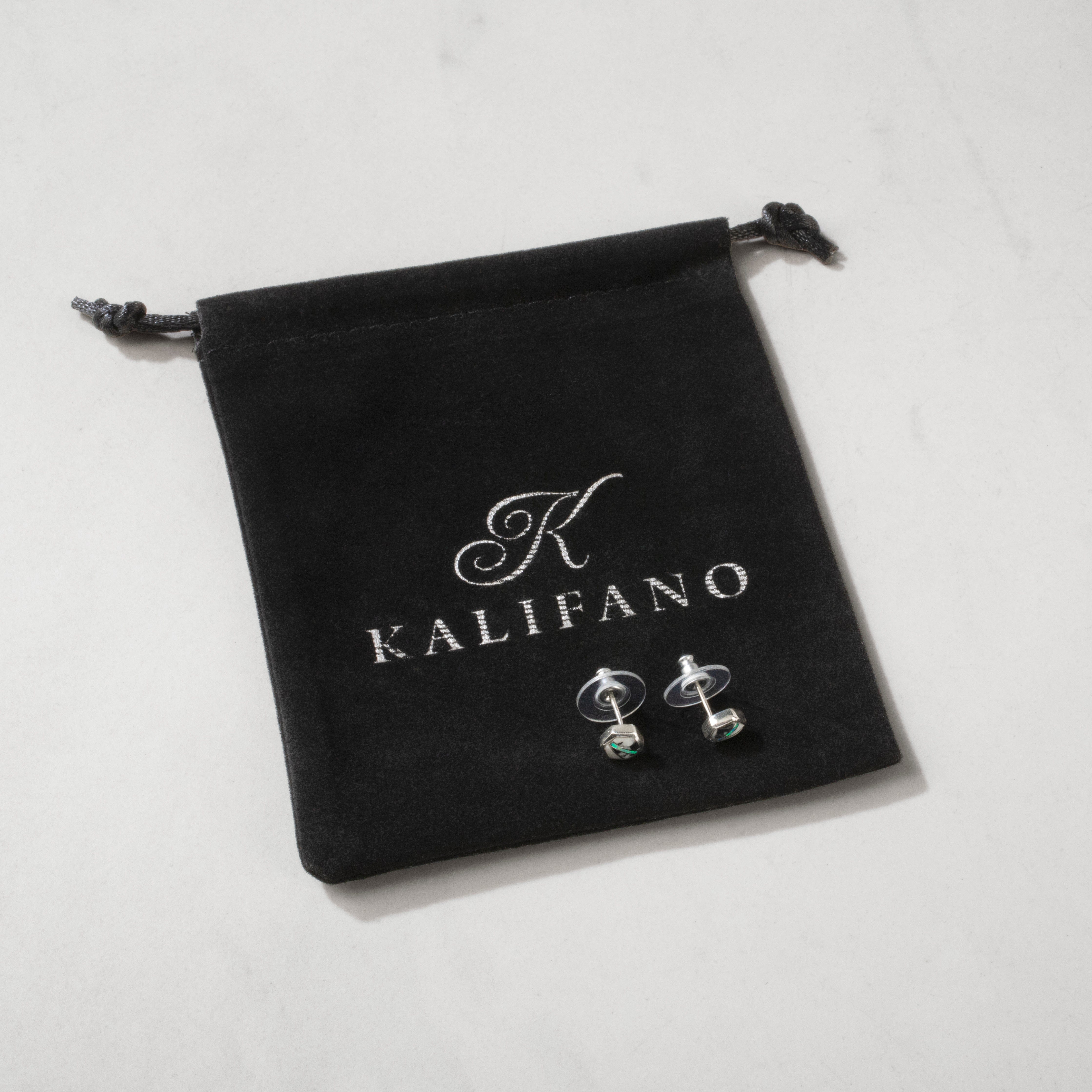 Kalifano Southwest Silver Jewelry White Buffalo Hexagon 925 Sterling Silver USA Handmade Earring with Stud Backing NME.0645.WB