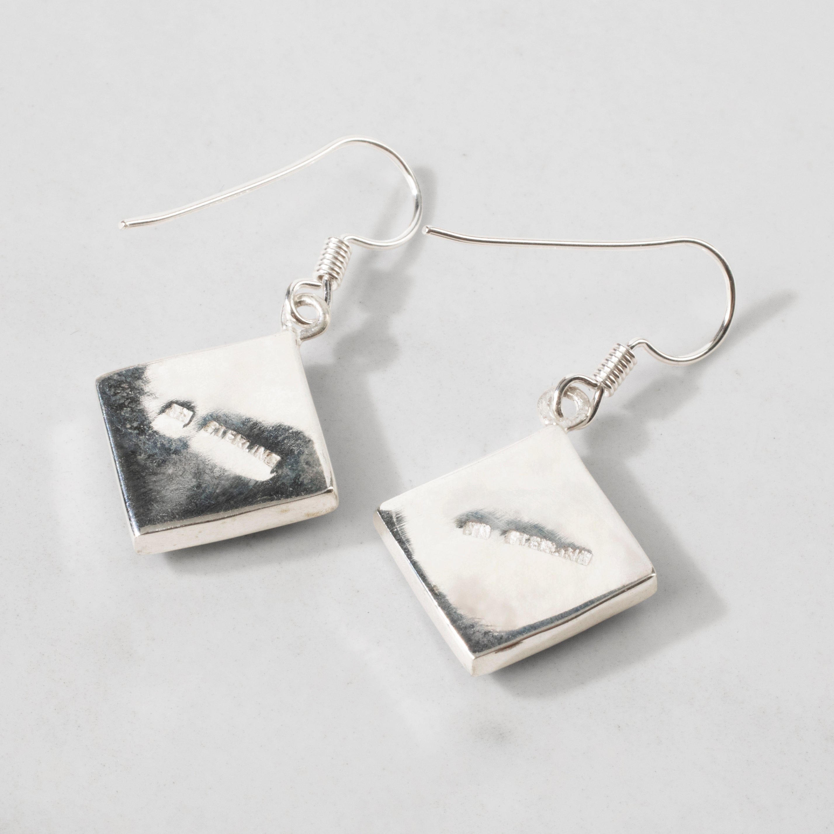 Kalifano Southwest Silver Jewelry White Buffalo Square 925 Sterling Silver Earring USA Handmade with French Hook NME.2016.WB