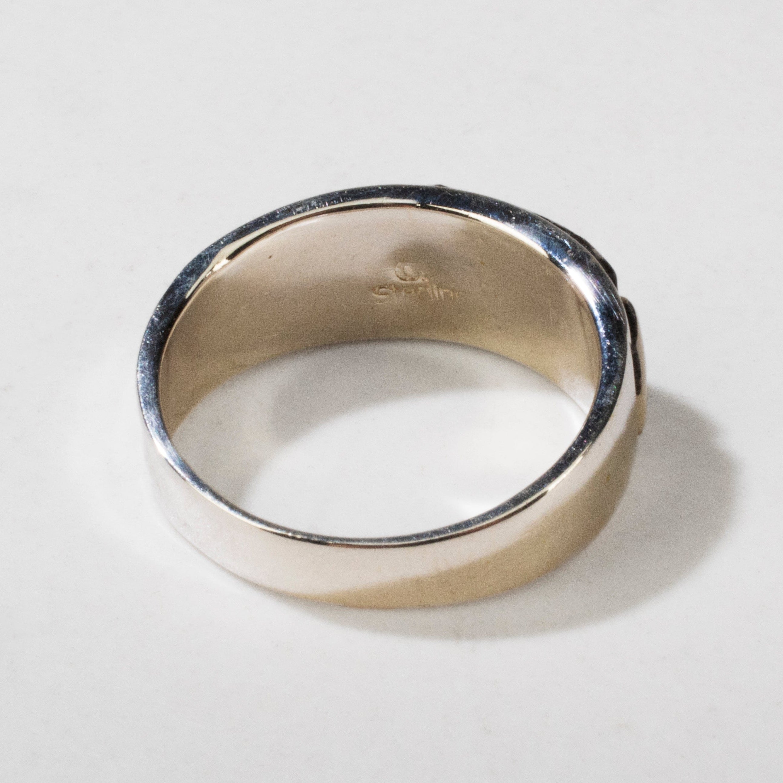 Kalifano Southwest Silver Jewelry White Buffalo Turquoise 925 Sterling Silver Ring USA Handmade with Laboratory Opal Accent