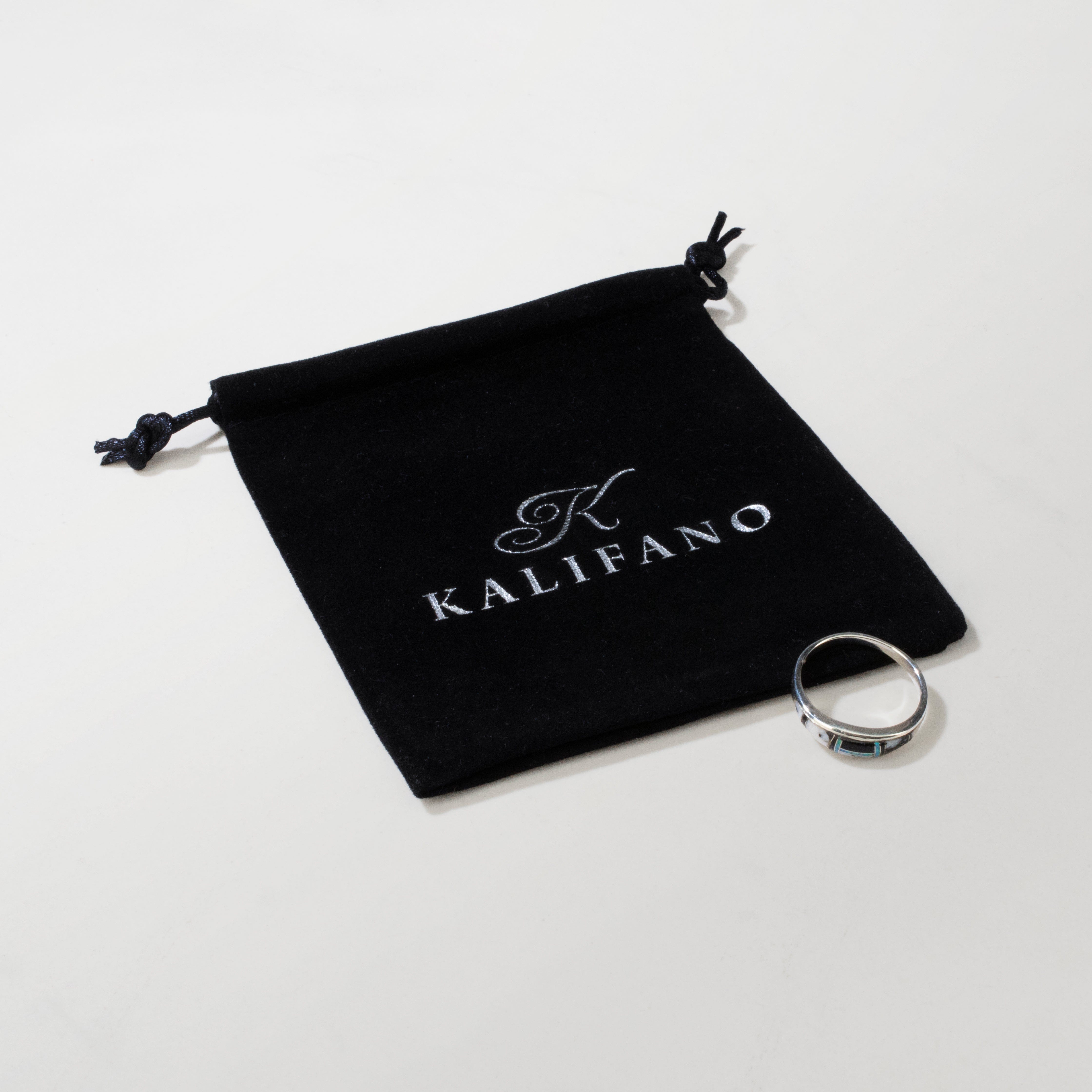 Kalifano Southwest Silver Jewelry White Buffalo Turquoise 925 Sterling Silver Ring USA Handmade with Laboratory Opal Accent