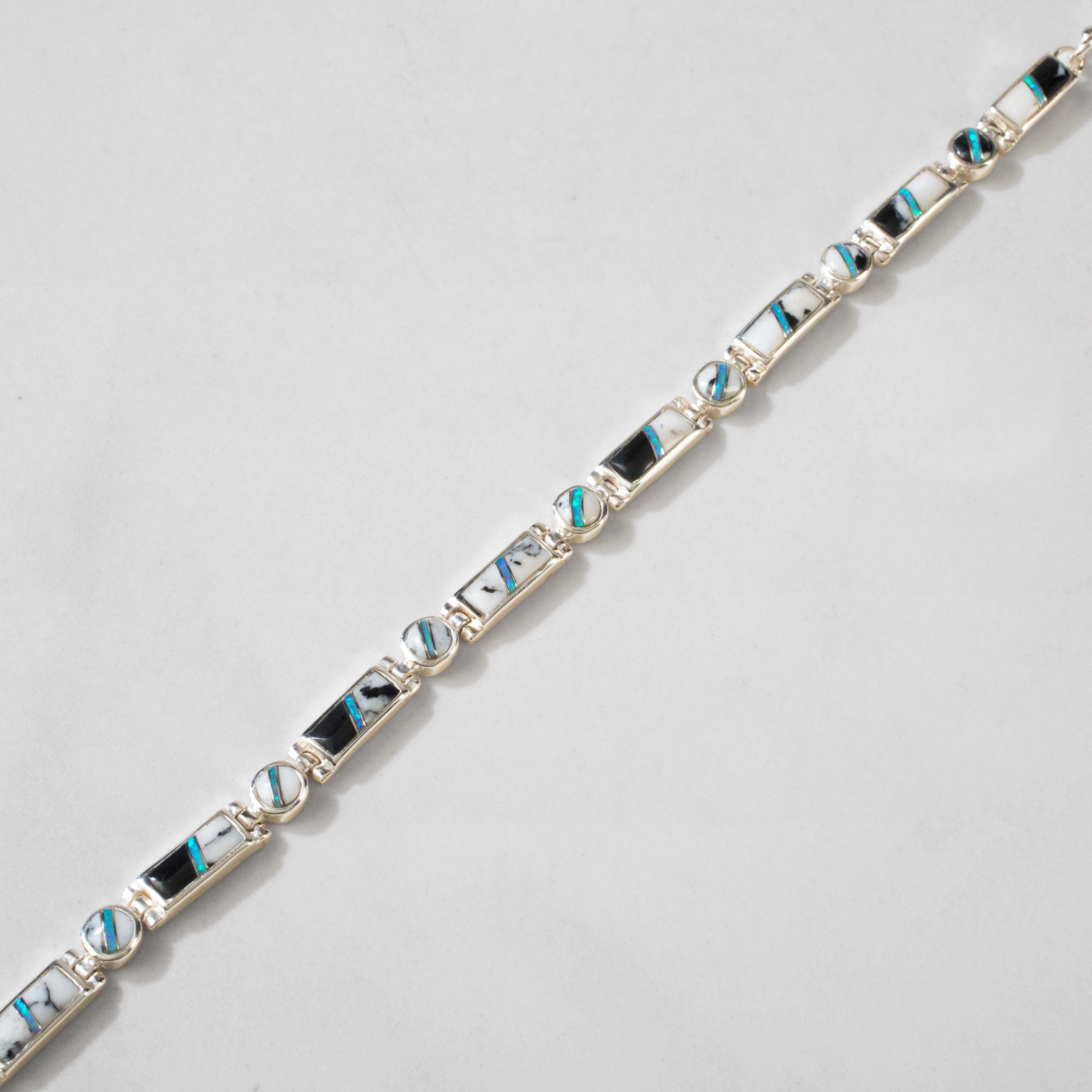 Kalifano Southwest Silver Jewelry White Buffalo Turquoise 925 Sterling Silver USA Handmade Bracelet NMB.0218.WB