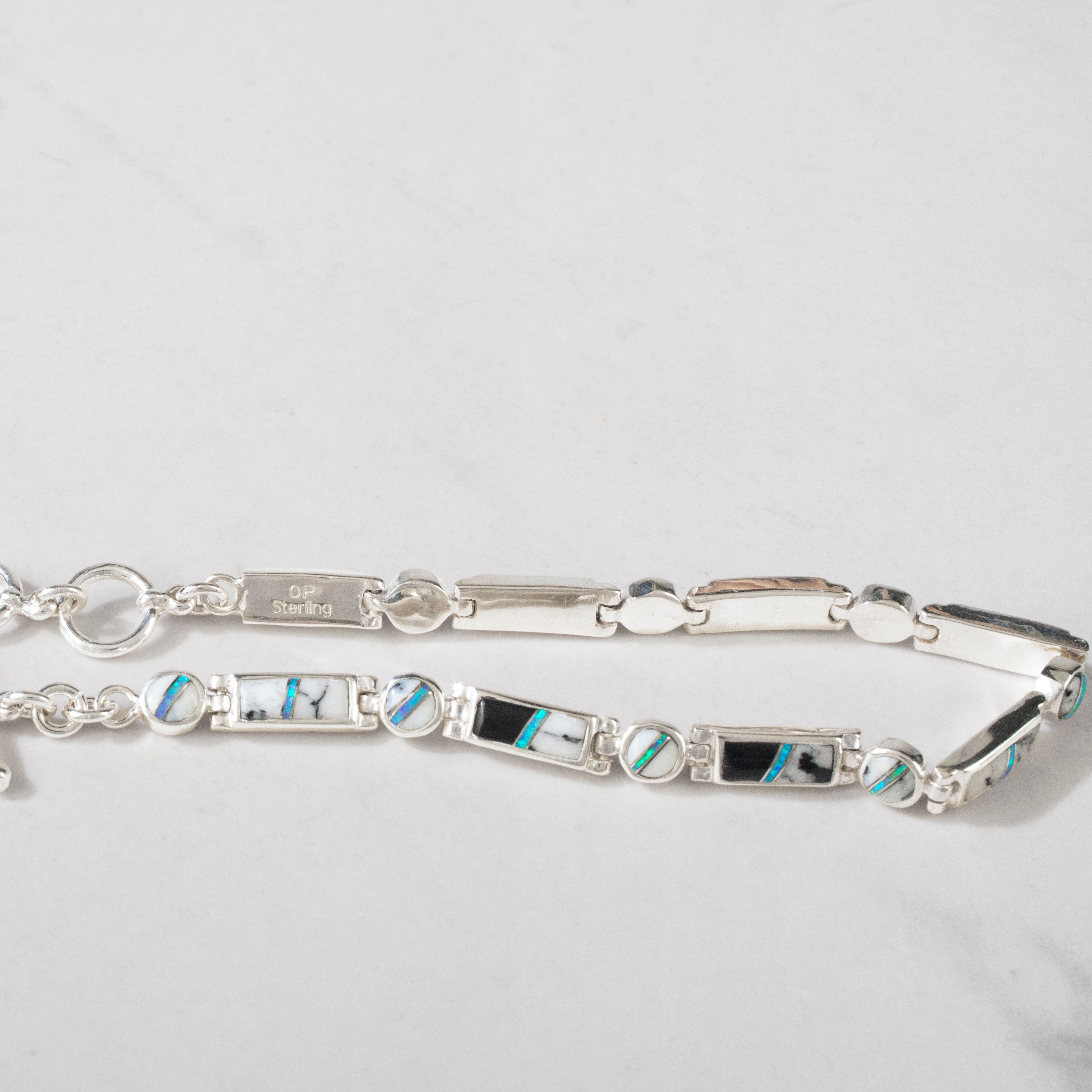 Kalifano Southwest Silver Jewelry White Buffalo Turquoise 925 Sterling Silver USA Handmade Bracelet NMB.0218.WB