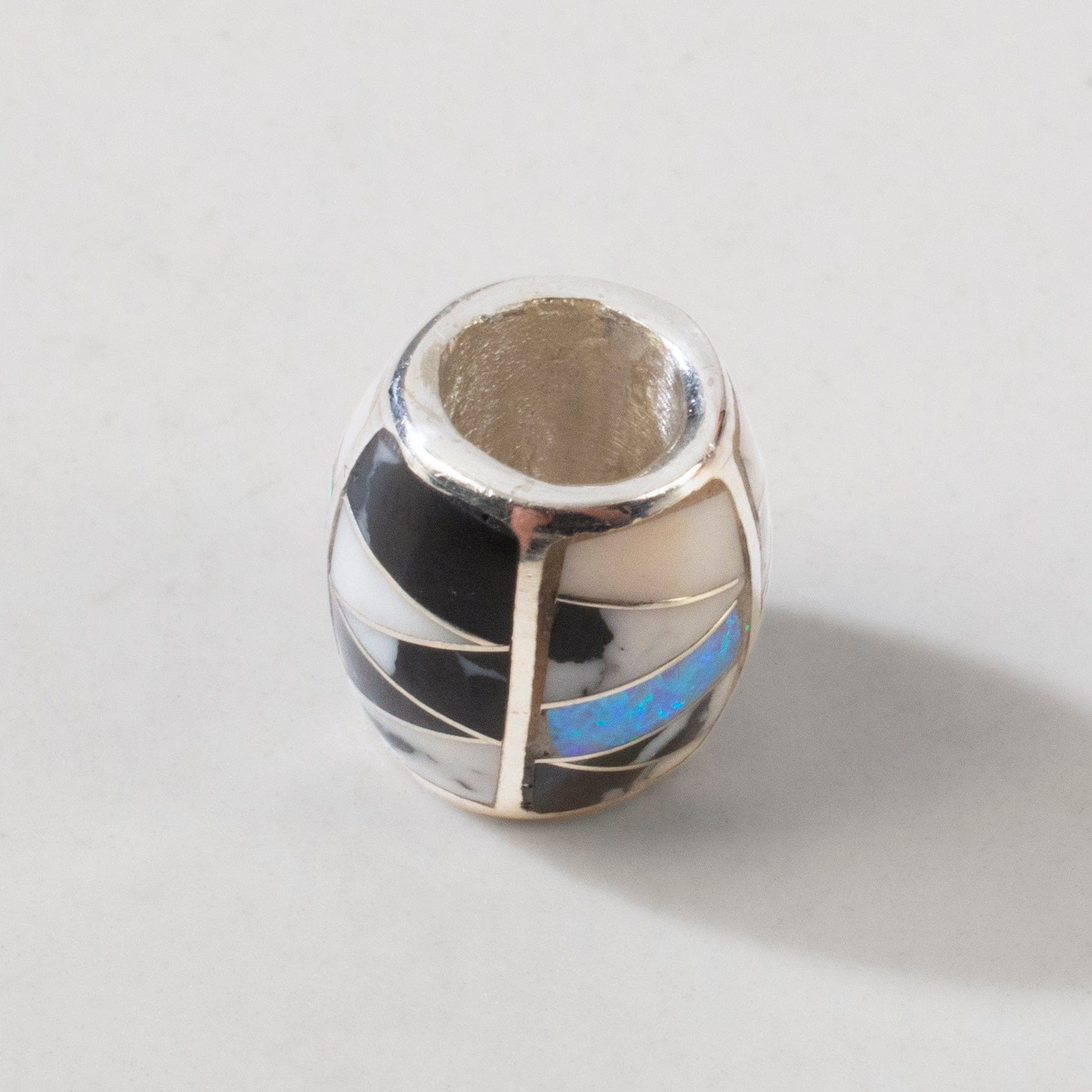 Kalifano Southwest Silver Jewelry White Buffalo Turquoise Bead 925 Sterling Silver USA Handmade Pendant with Opal Accent NMN.0570.WB
