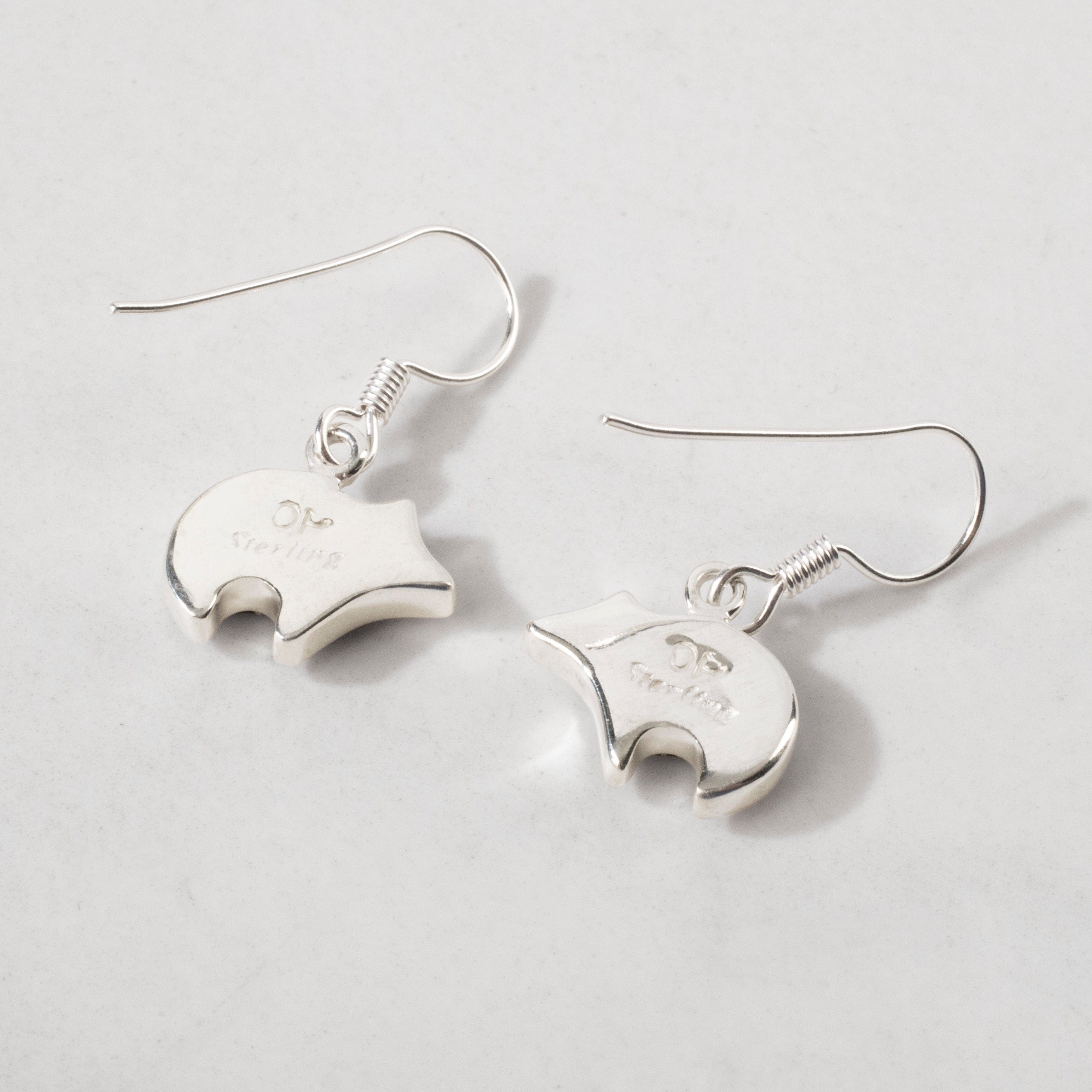 Kalifano Southwest Silver Jewelry White Buffalo Turquoise Bear 925 Sterling Silver USA Handmade Earrings with French Hook NME.0451.WB