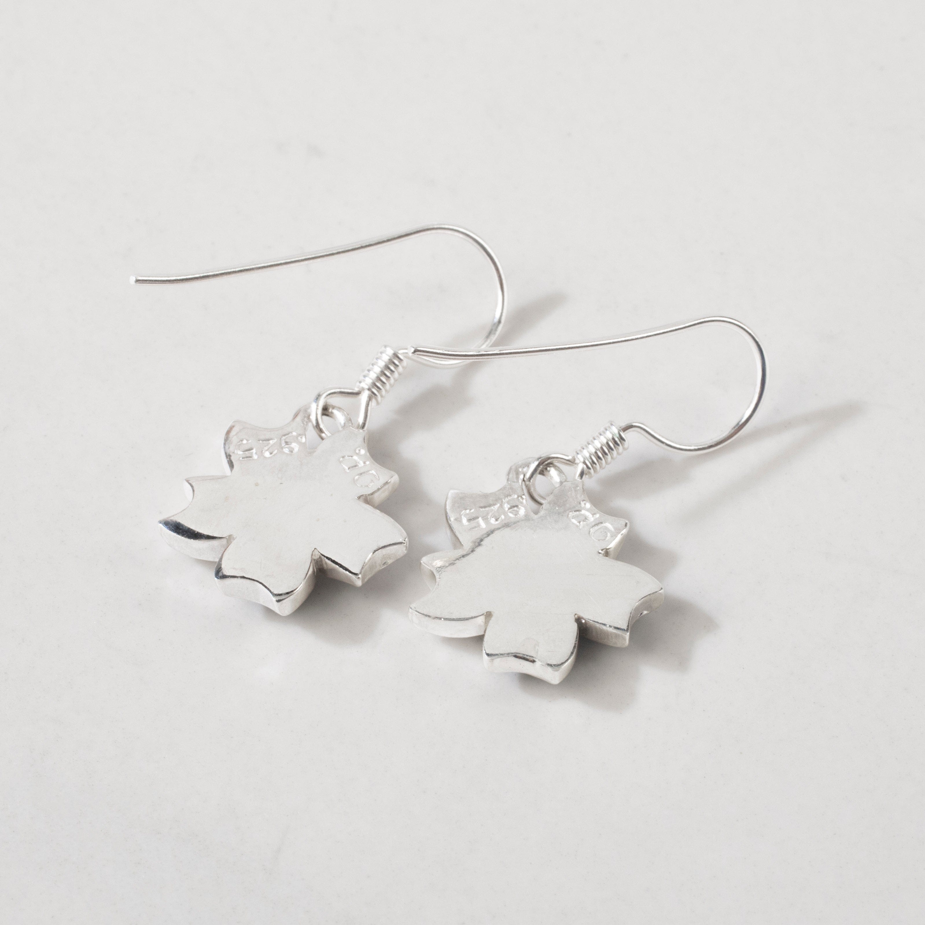 Kalifano Southwest Silver Jewelry White Buffalo Turquoise Flower 925 Sterling Silver USA Handmade Earring with French Hook NME.2226S.WB