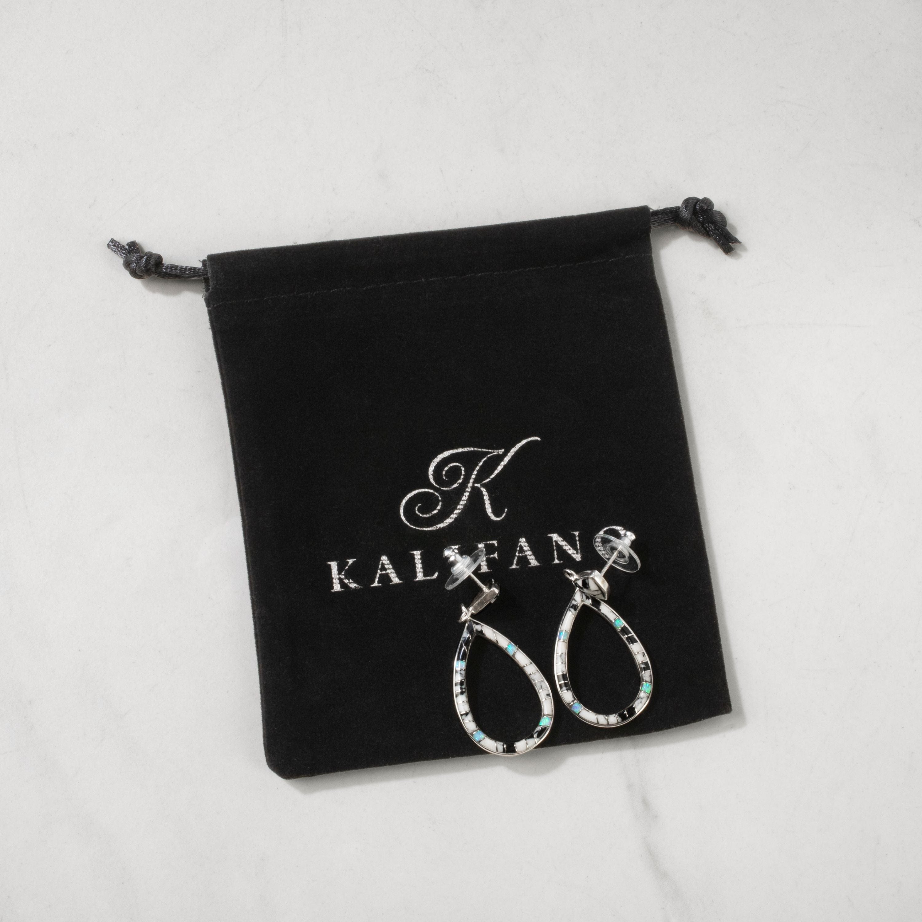 Kalifano Southwest Silver Jewelry White Buffalo Turquoise Hollow Teardrop 925 Sterling Silver USA Handmade Earrings with Stud Backing NME.2295.WB