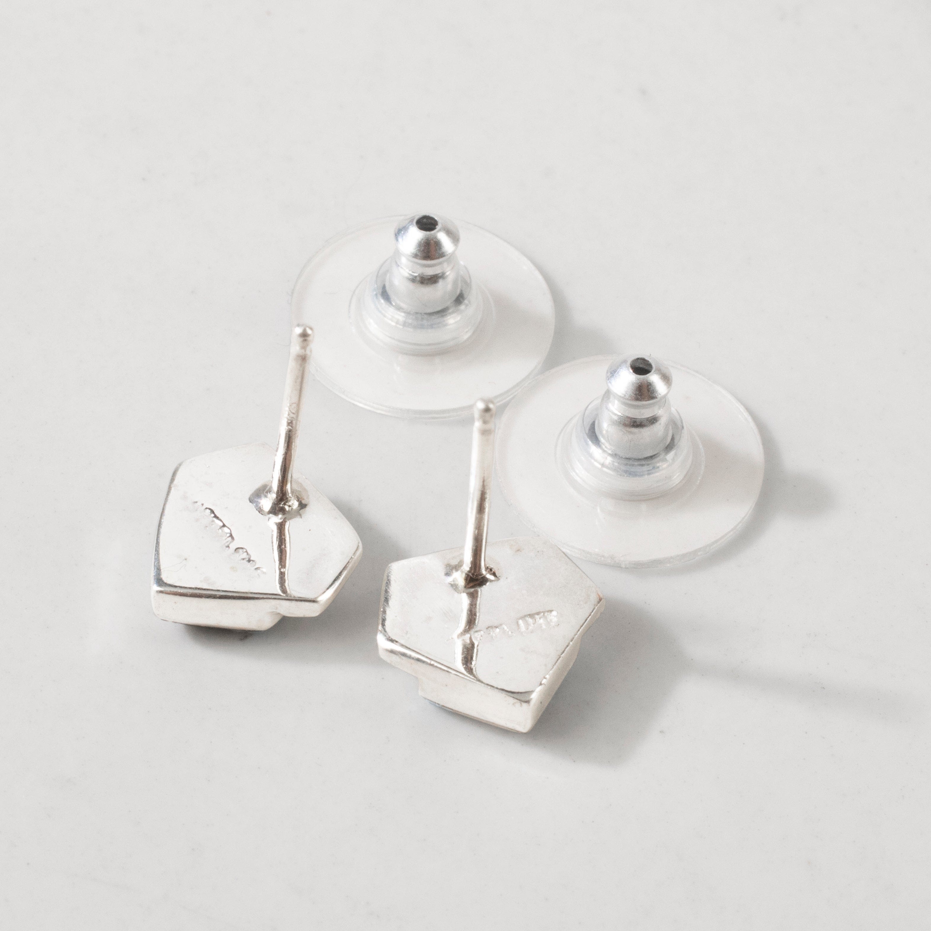 Kalifano Southwest Silver Jewelry White Buffalo Turquoise Pentagon 925 Sterling Silver USA Handmade Earring with Stud Backing NME.0371.WB