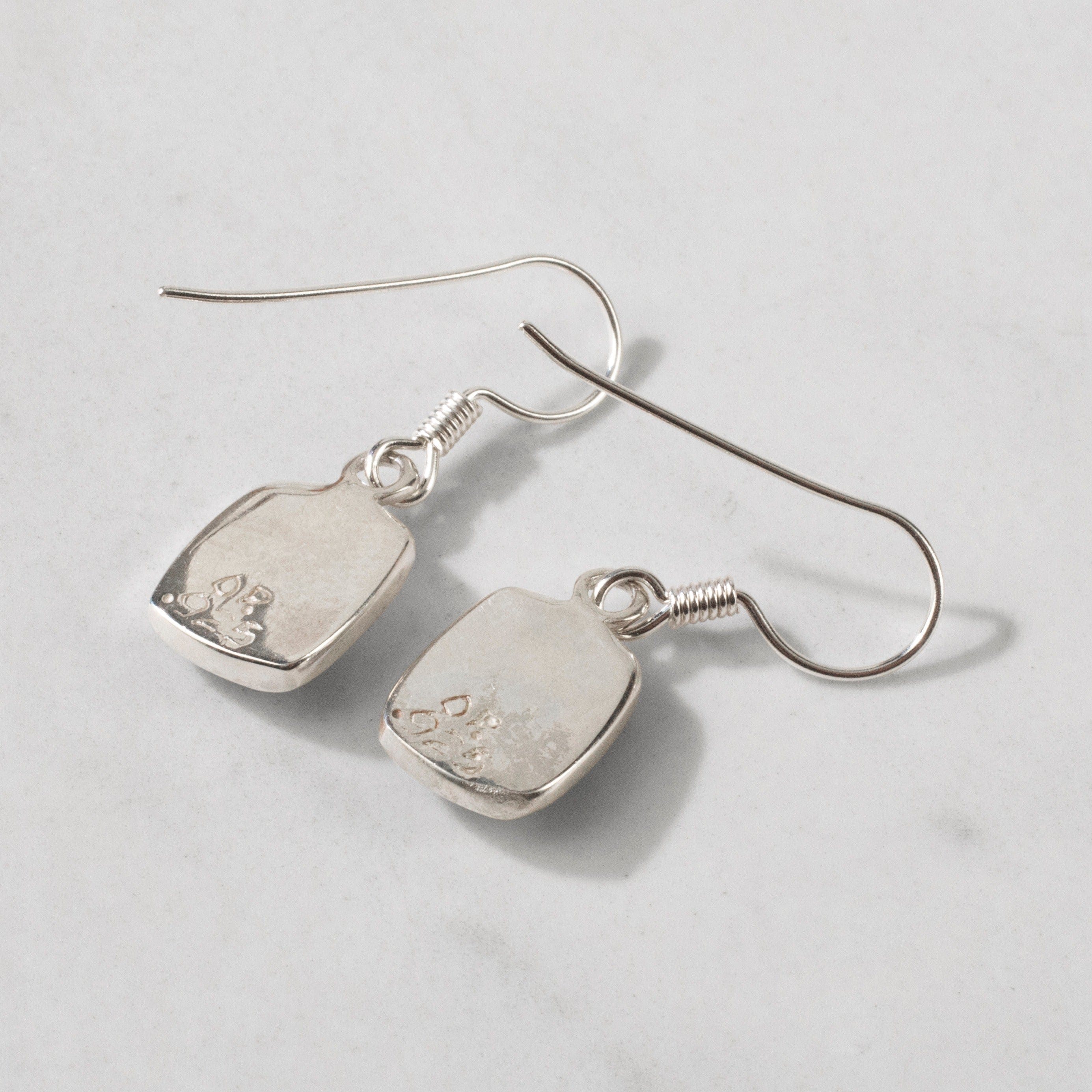 Kalifano Southwest Silver Jewelry White Buffalo Turquoise Rectangular 925 Sterling Silver USA Handmade Earrings with French Hook NME.2074.WB