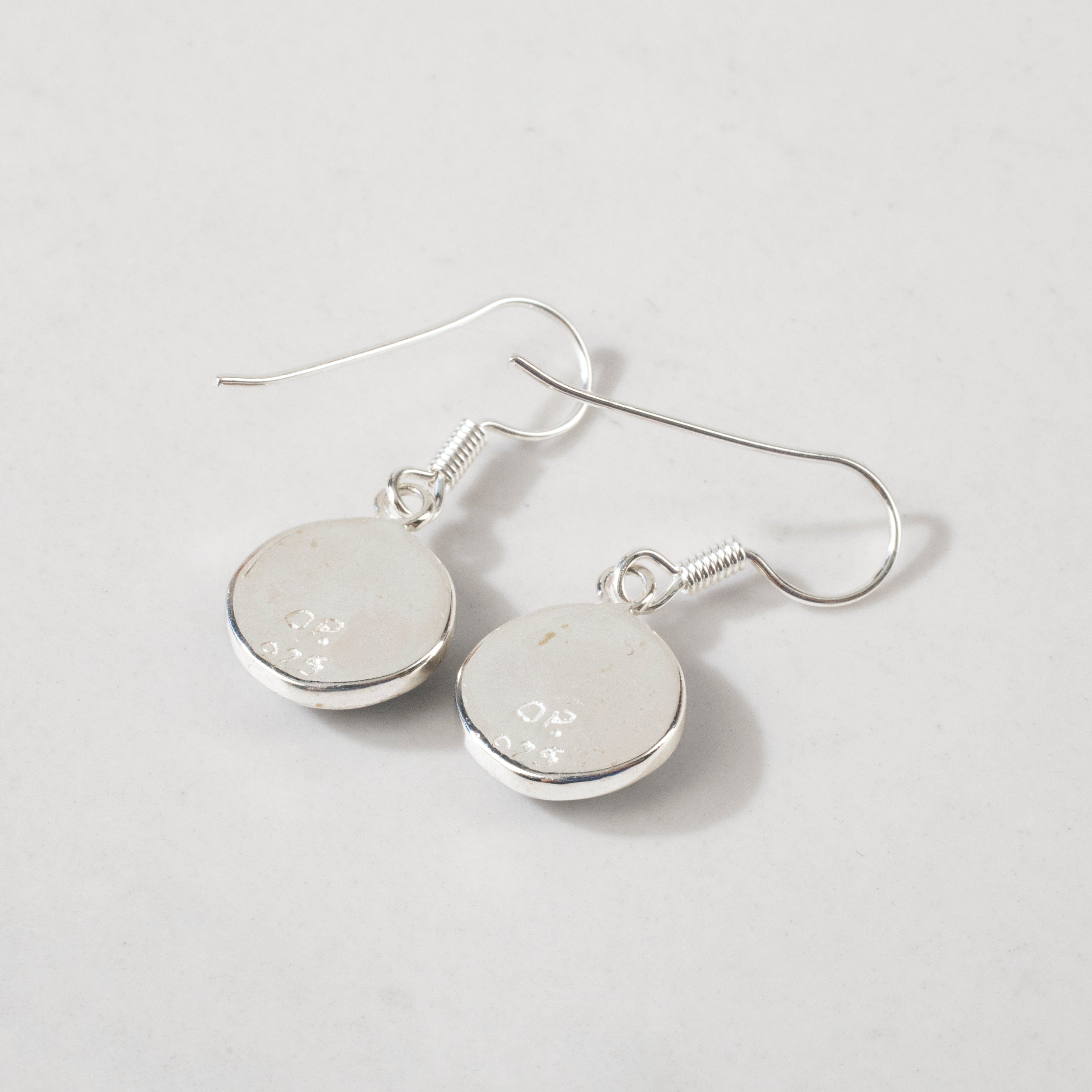 Kalifano Southwest Silver Jewelry White Buffalo Turquoise Round USA Handmade 925 Sterling Silver Earrings with French Hook Backing NME.2068.WB