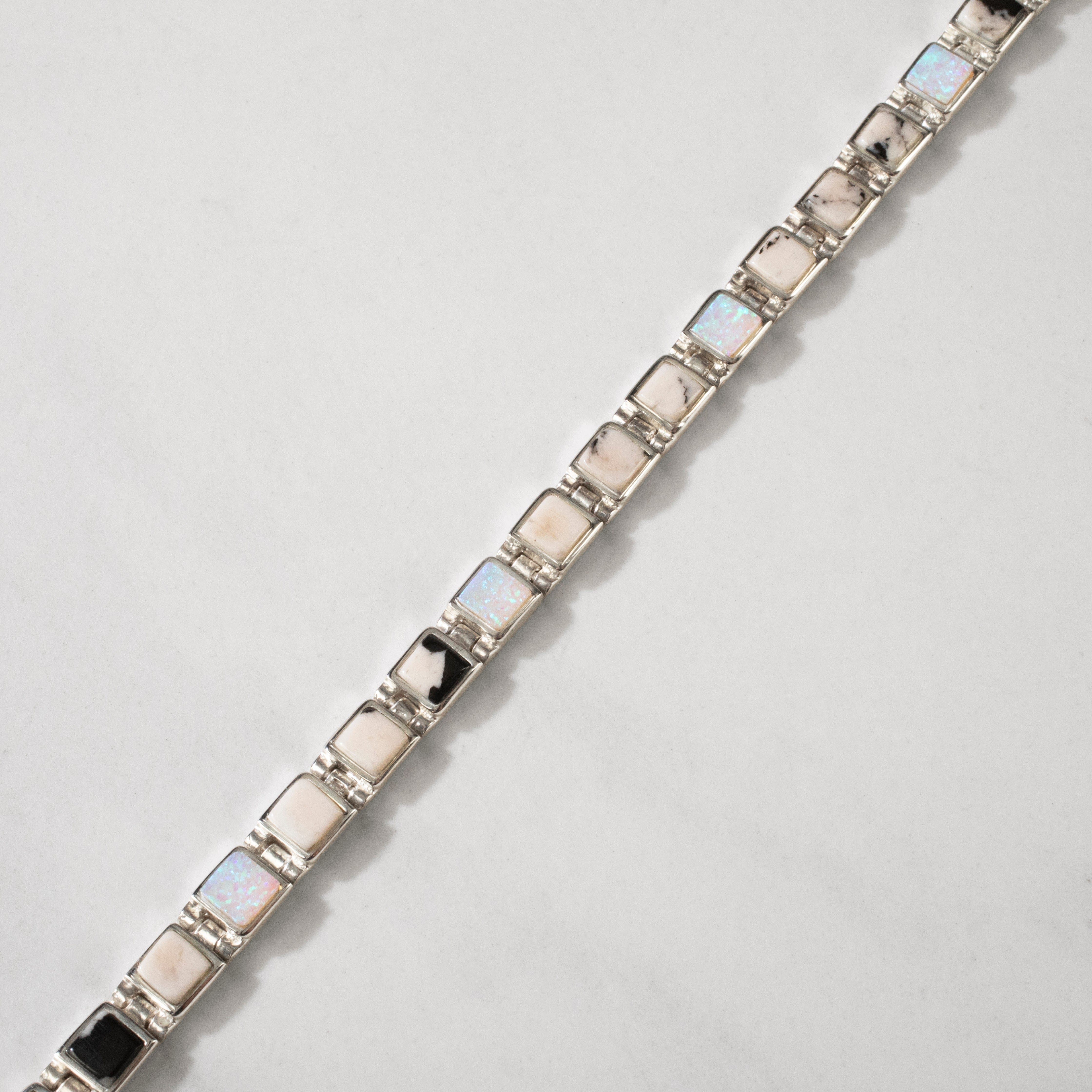 Kalifano Southwest Silver Jewelry White Buffalo Turquoise Square 925 Sterling Silver Bracelet NMB.0213.WB