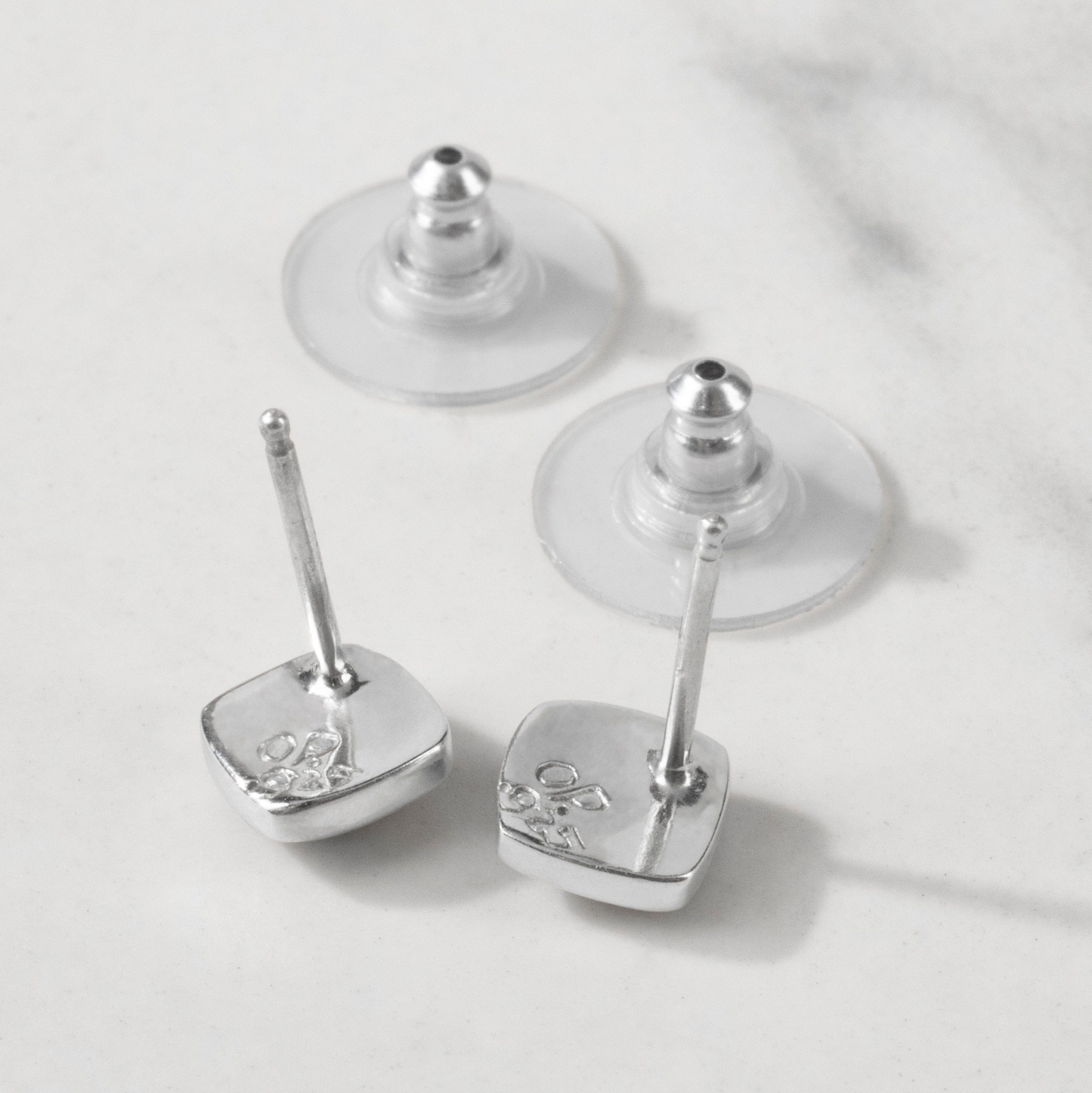 Kalifano Southwest Silver Jewelry White Buffalo Turquoise Square 925 Sterling Silver USA Handmade Earring with Stud Backing NME.2241.WB