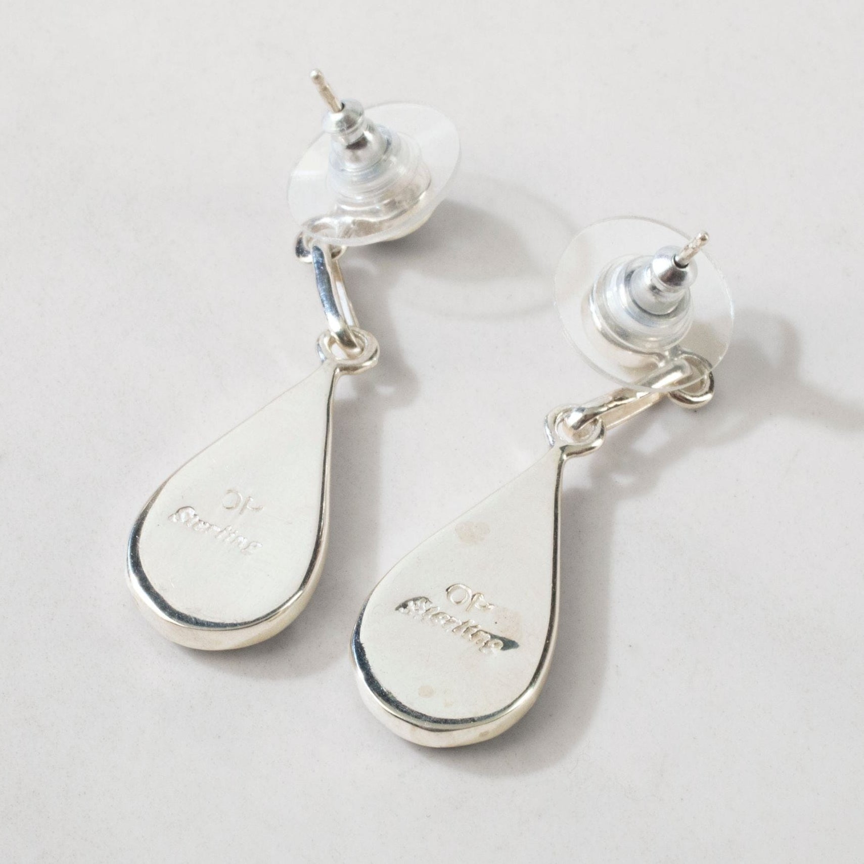 Kalifano Southwest Silver Jewelry White Buffalo Turquoise Teardrop Dangle USA Handmade 925 Sterling Silver Earrings with Stud Backing NME.2265.WB
