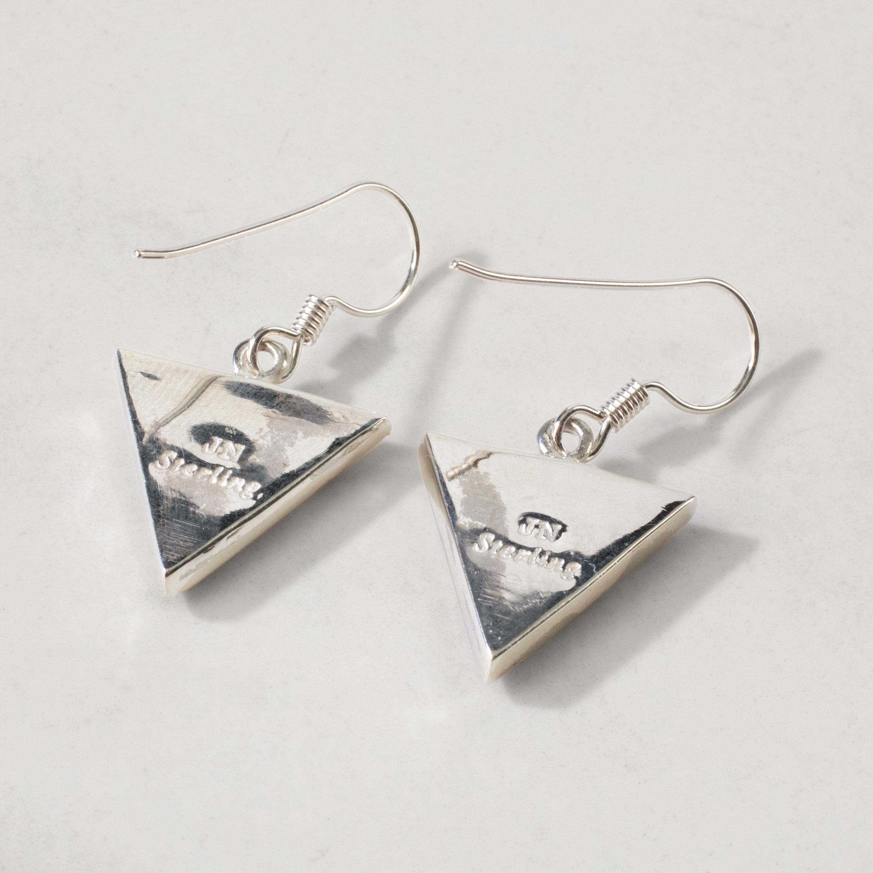 Kalifano Southwest Silver Jewelry White Buffalo Turquoise Triangle 925 Sterling Silver Earring with French Hook USA Handmade NME.2017.WB