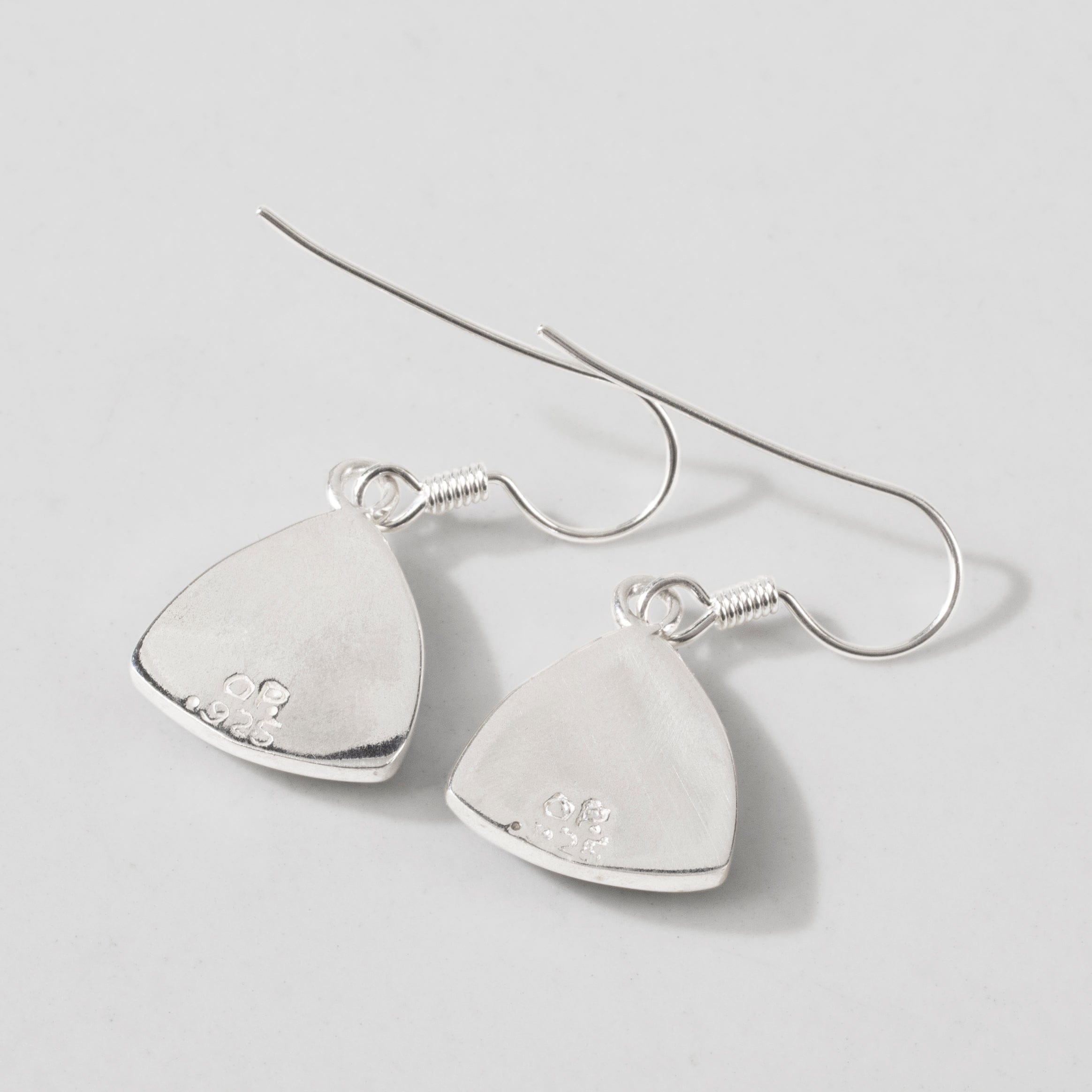 Kalifano Southwest Silver Jewelry White Buffalo Turquoise Triangle 925 Sterling Silver USA Handmade Earrings with French Hook NME.2071.WB