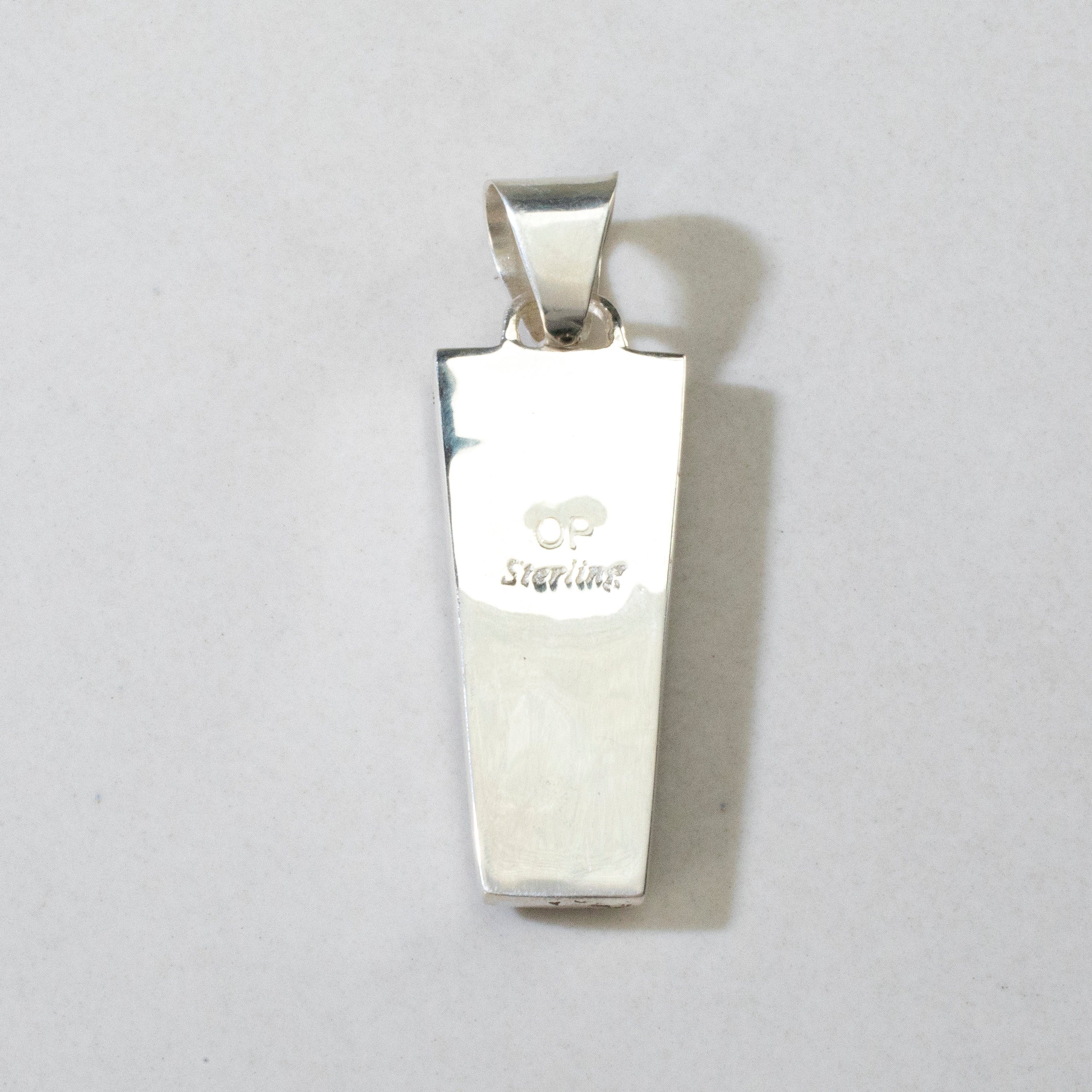 Kalifano Southwest Silver Jewelry White Buffalo Turquoise USA Handmade 925 Sterling Silver Pendant with Opal & Black Onyx Accent NMN.1112.WB